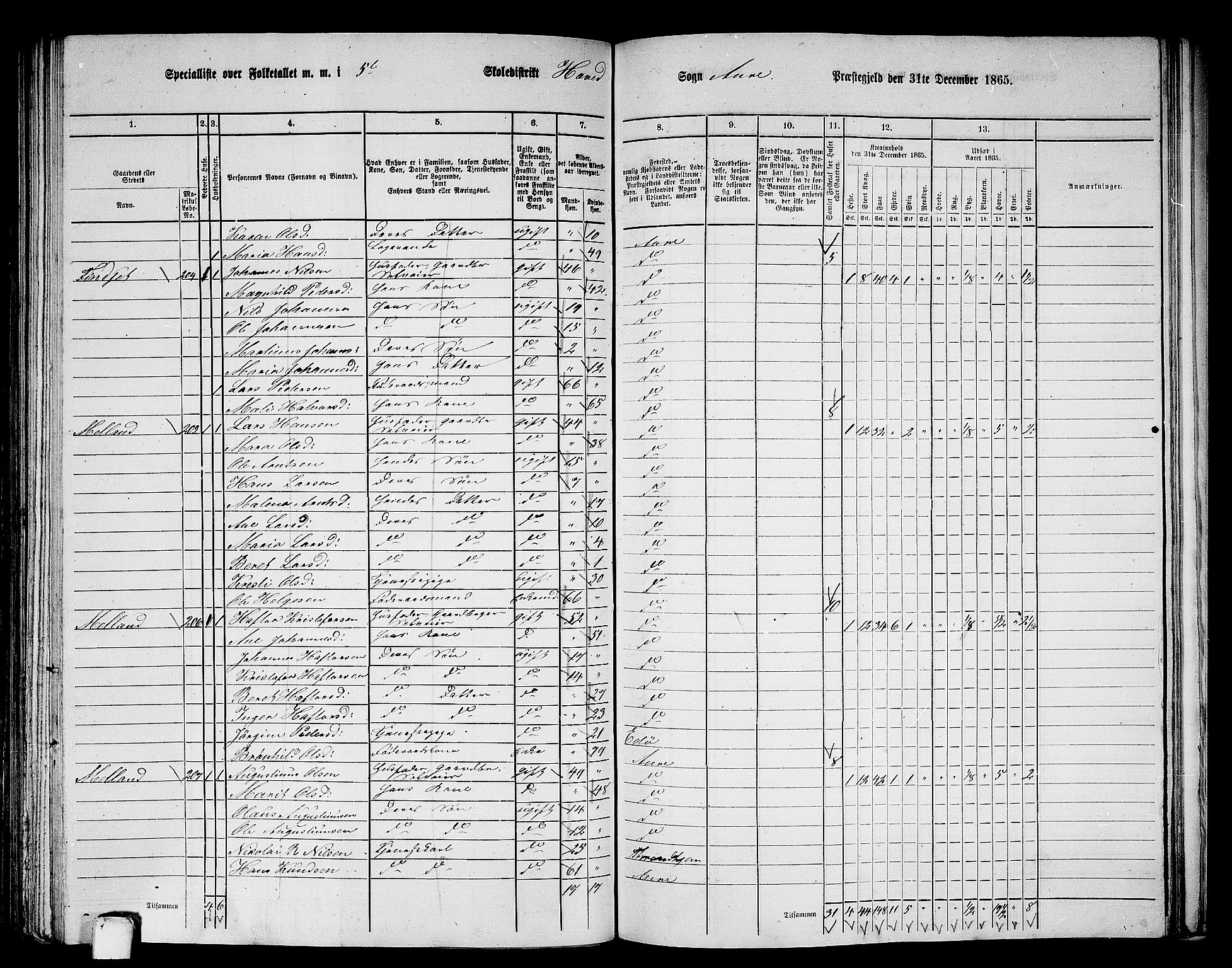 RA, 1865 census for Aure, 1865, p. 115