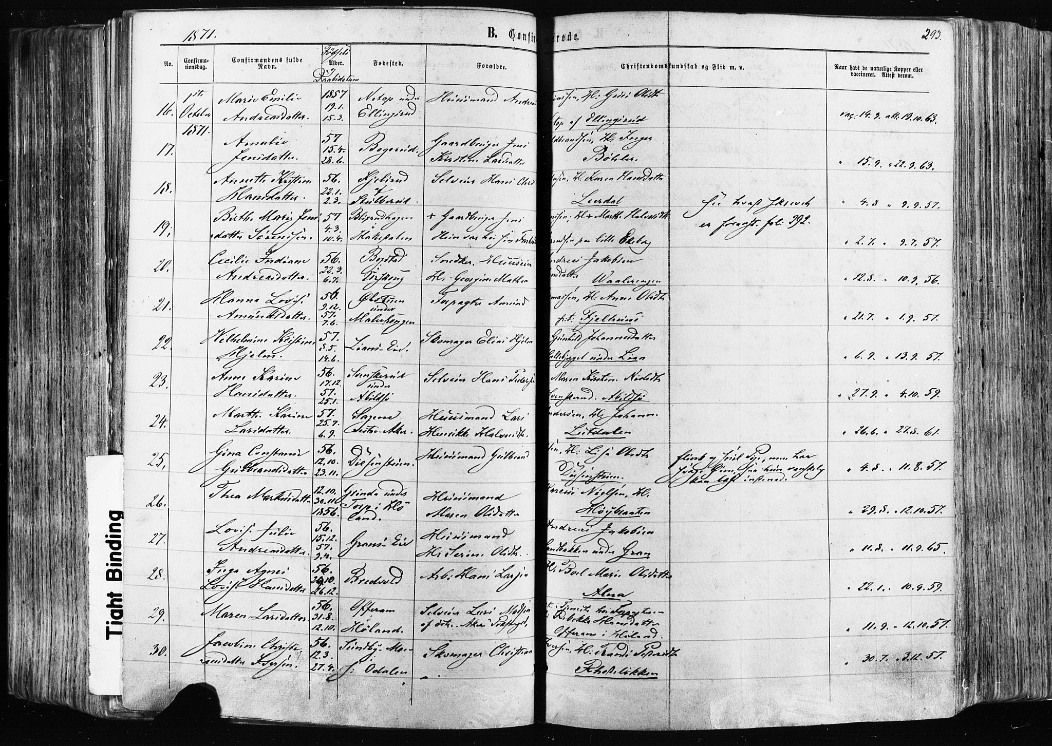 Østre Aker prestekontor Kirkebøker, AV/SAO-A-10840/F/Fa/L0003: Parish register (official) no. I 3, 1869-1875, p. 293