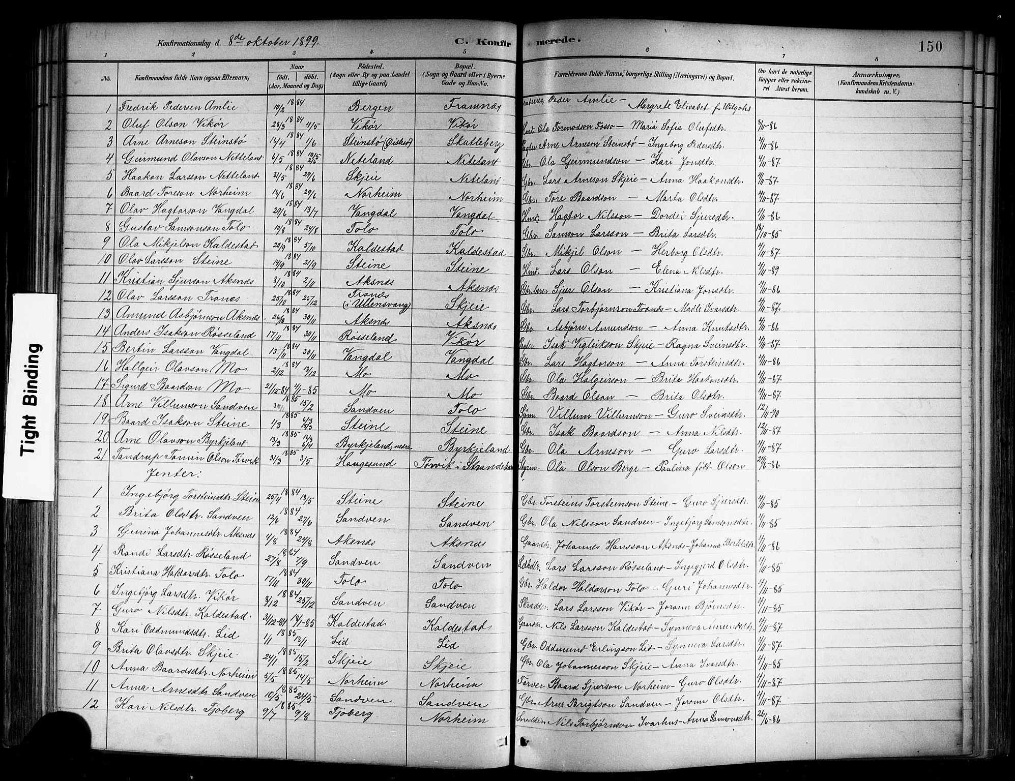 Kvam sokneprestembete, SAB/A-76201/H/Hab: Parish register (copy) no. B 3, 1884-1916, p. 150