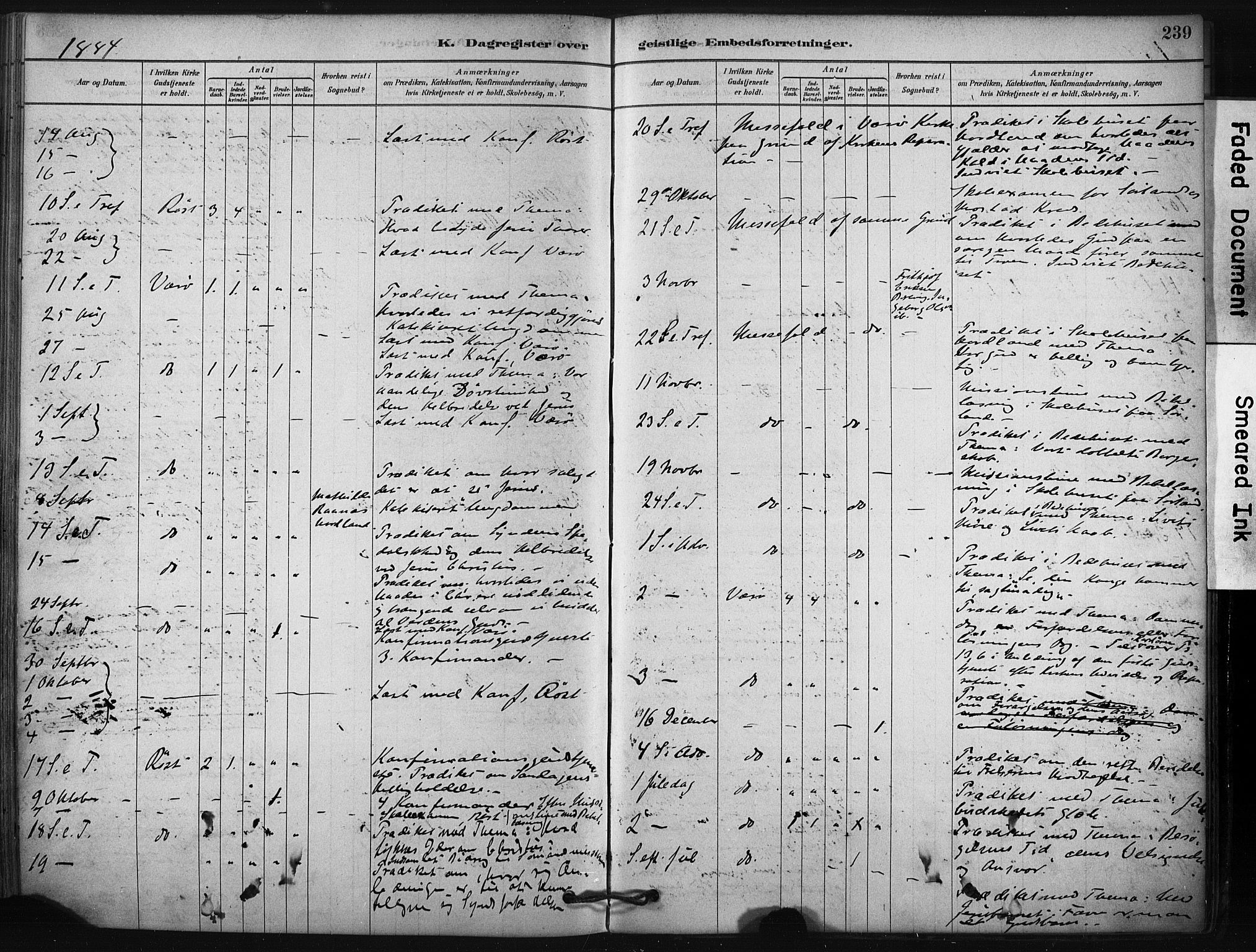 Ministerialprotokoller, klokkerbøker og fødselsregistre - Nordland, AV/SAT-A-1459/807/L0122: Parish register (official) no. 807A05, 1880-1902, p. 239