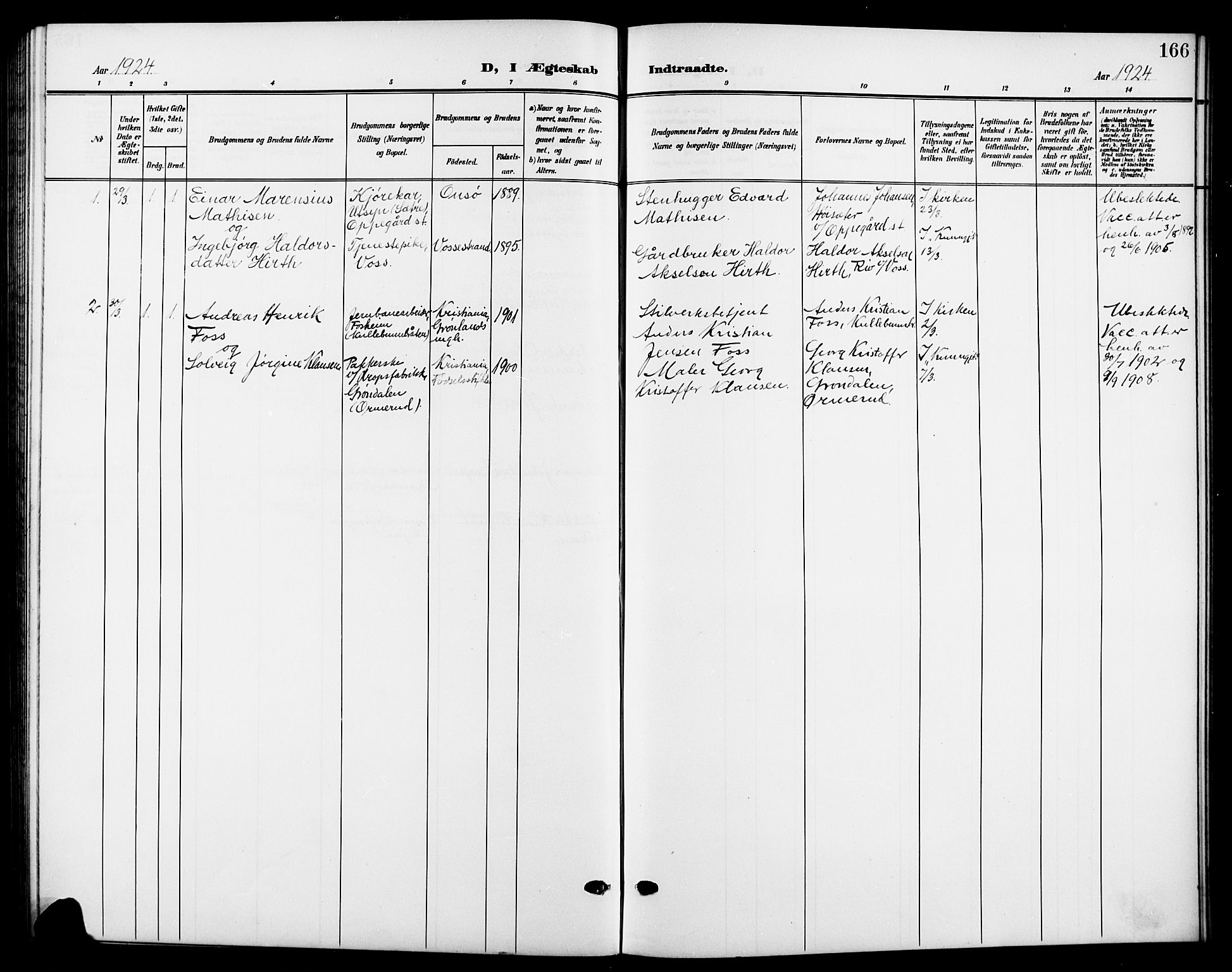 Nesodden prestekontor Kirkebøker, SAO/A-10013/G/Gb/L0001: Parish register (copy) no. II 1, 1905-1924, p. 166