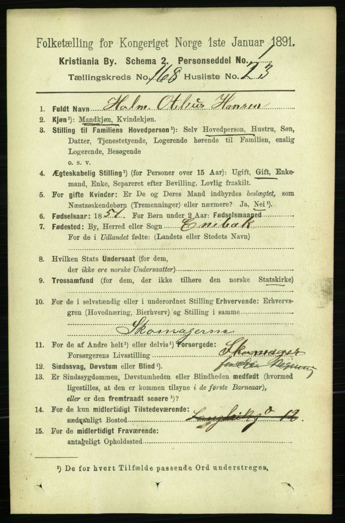 RA, 1891 census for 0301 Kristiania, 1891, p. 98491