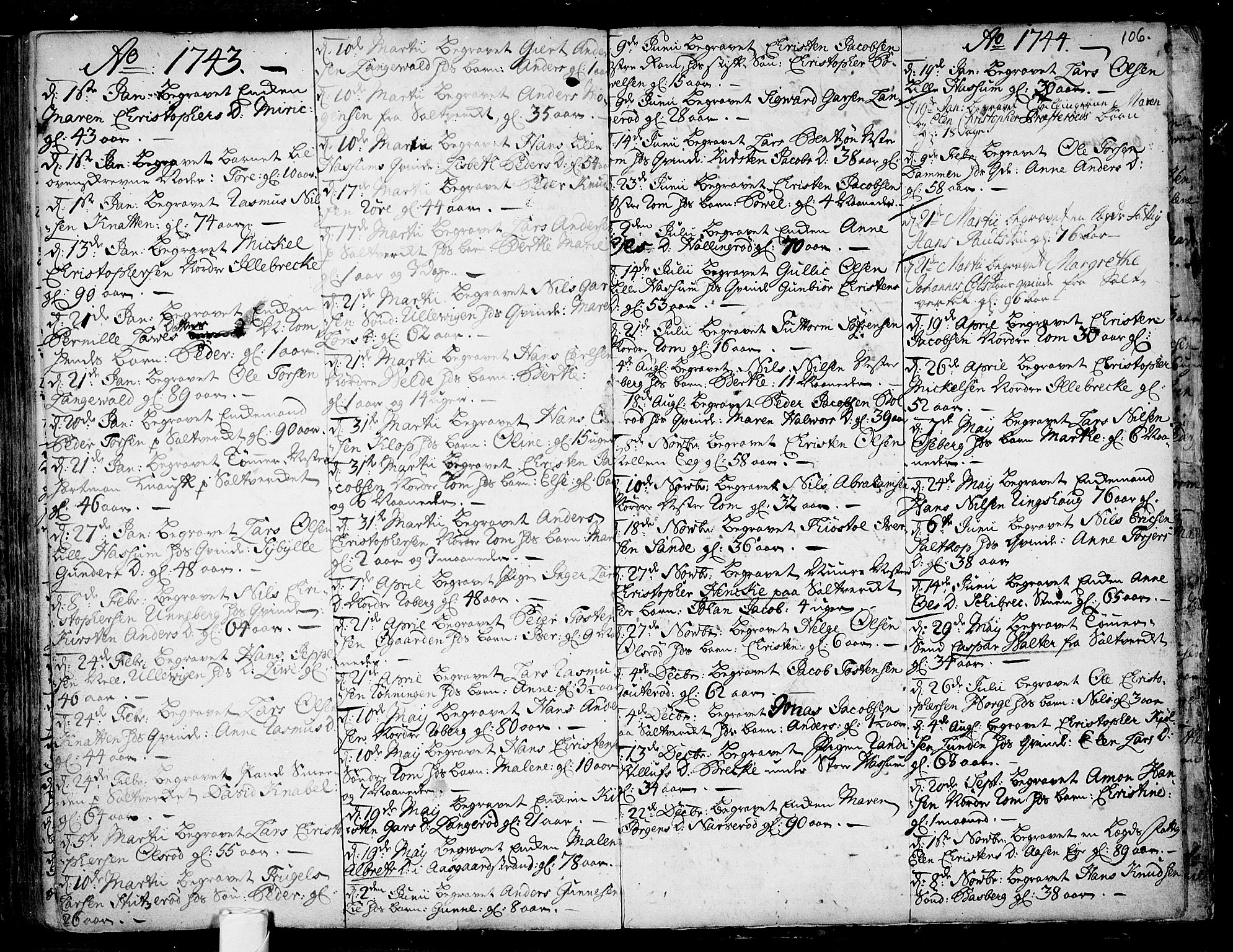 Sem kirkebøker, AV/SAKO-A-5/F/Fb/L0001: Parish register (official) no. II 1, 1702-1764, p. 106