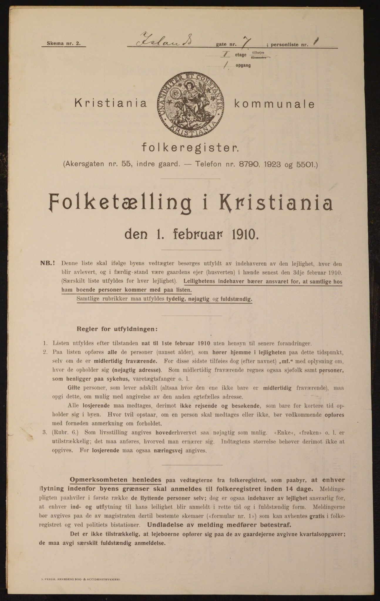 OBA, Municipal Census 1910 for Kristiania, 1910, p. 43470