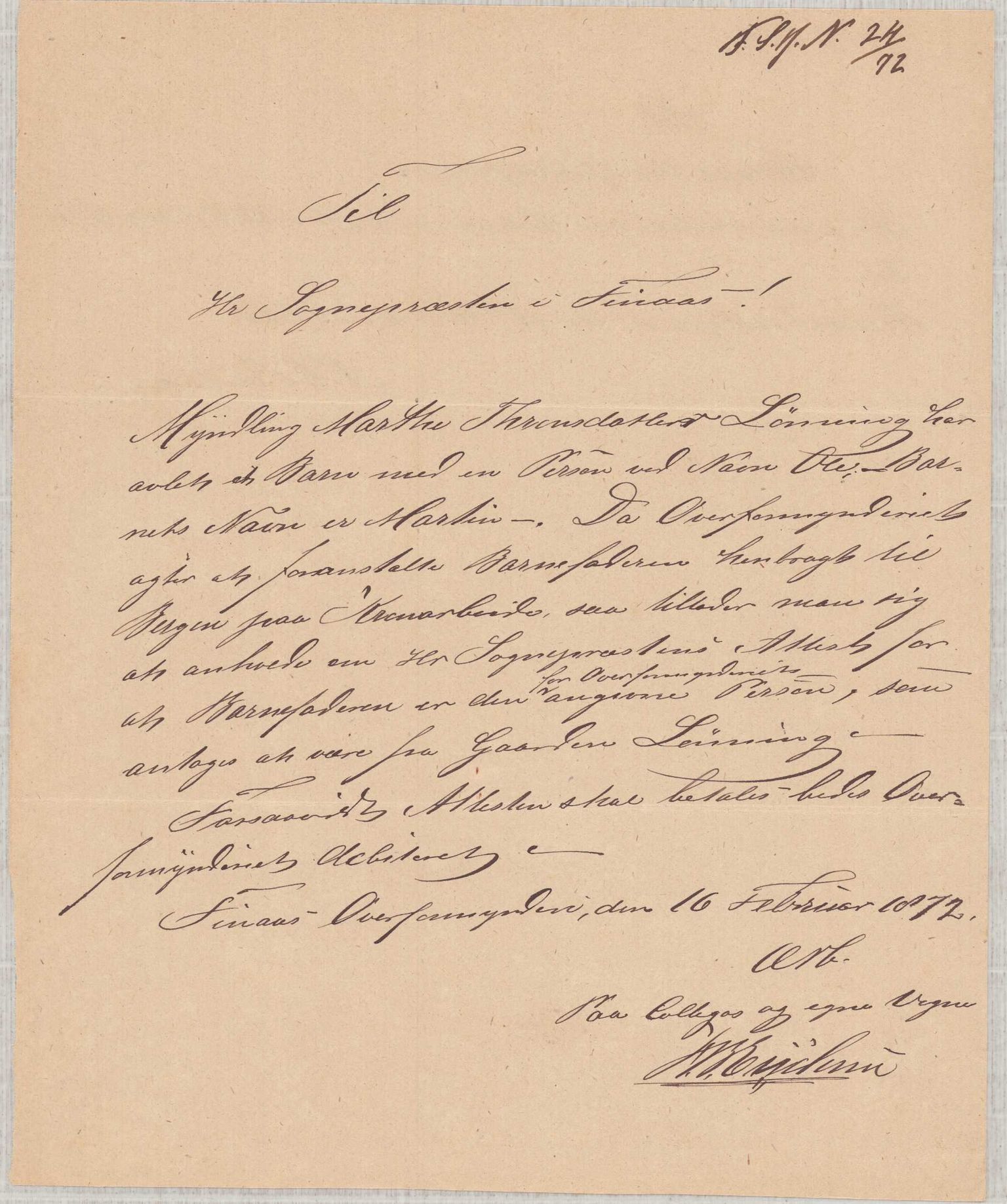 Finnaas kommune. Overformynderiet, IKAH/1218a-812/D/Da/Daa/L0001/0001: Kronologisk ordna korrespondanse / Kronologisk ordna korrespondanse, 1860-1874, p. 153