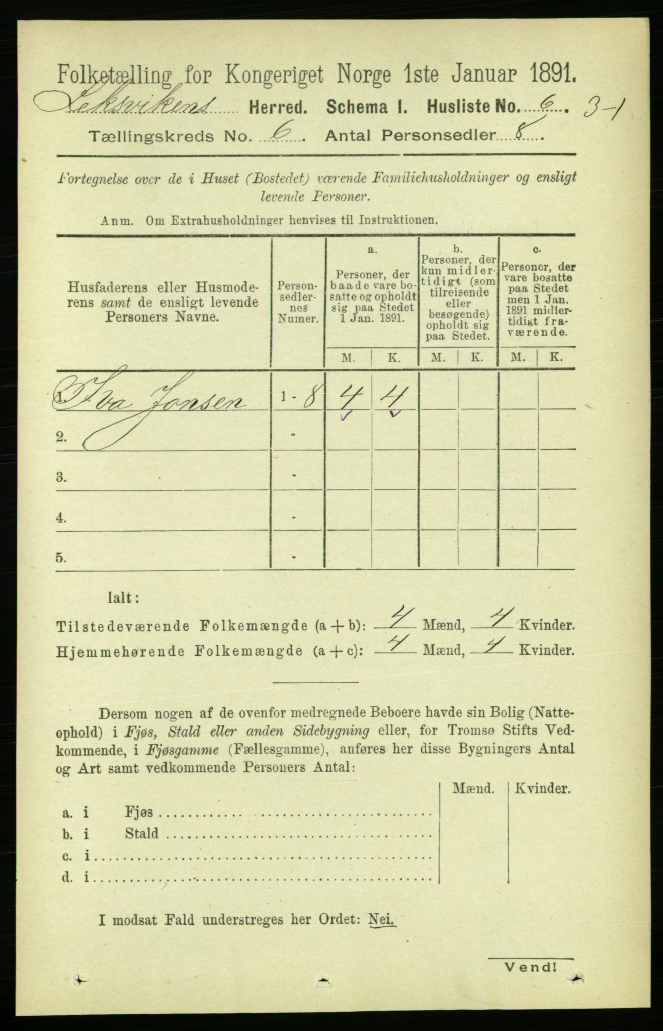 RA, 1891 census for 1718 Leksvik, 1891, p. 3138