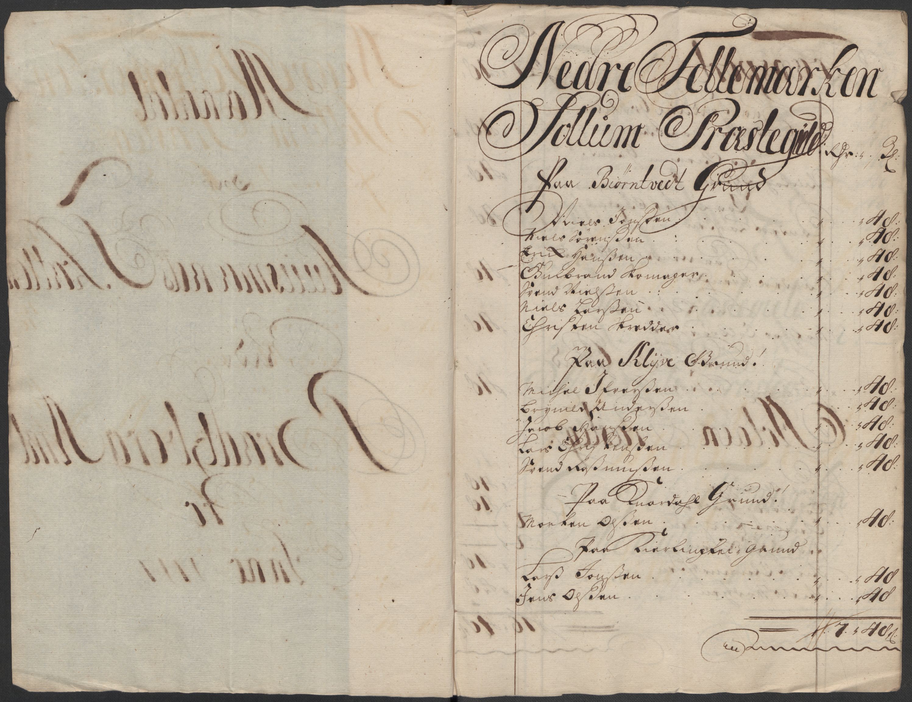 Rentekammeret inntil 1814, Reviderte regnskaper, Fogderegnskap, AV/RA-EA-4092/R36/L2129: Fogderegnskap Øvre og Nedre Telemark og Bamble, 1717, p. 93