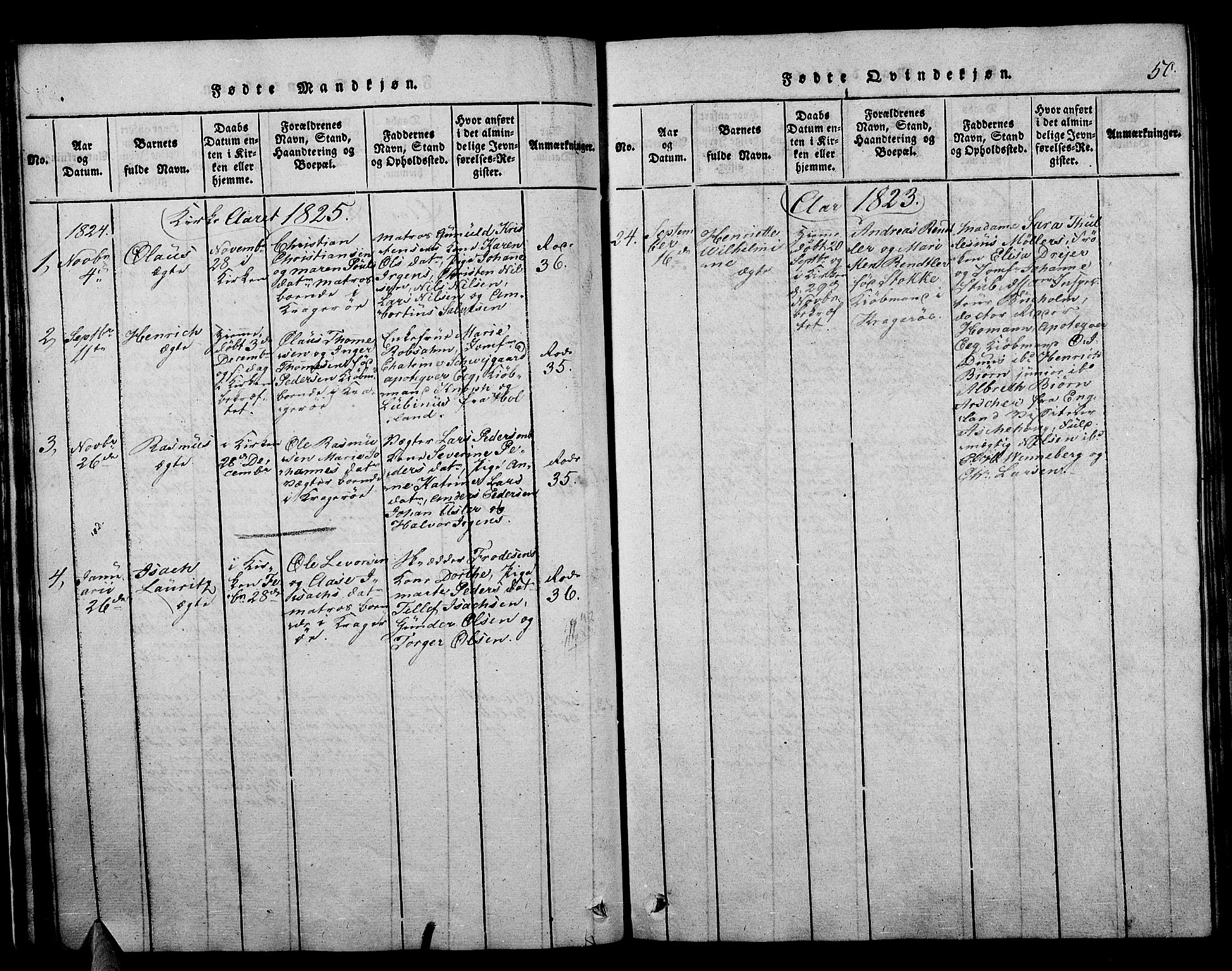 Kragerø kirkebøker, AV/SAKO-A-278/F/Fa/L0004: Parish register (official) no. 4, 1814-1831, p. 50