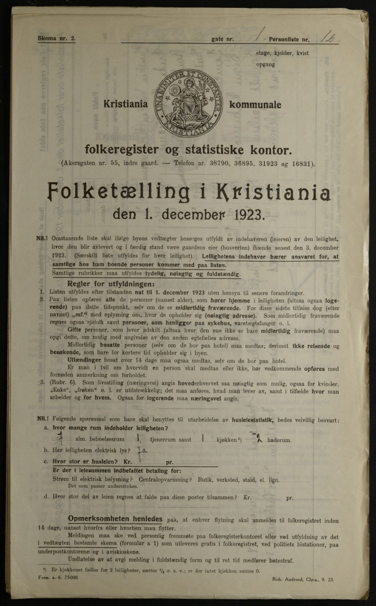 OBA, Municipal Census 1923 for Kristiania, 1923, p. 120220