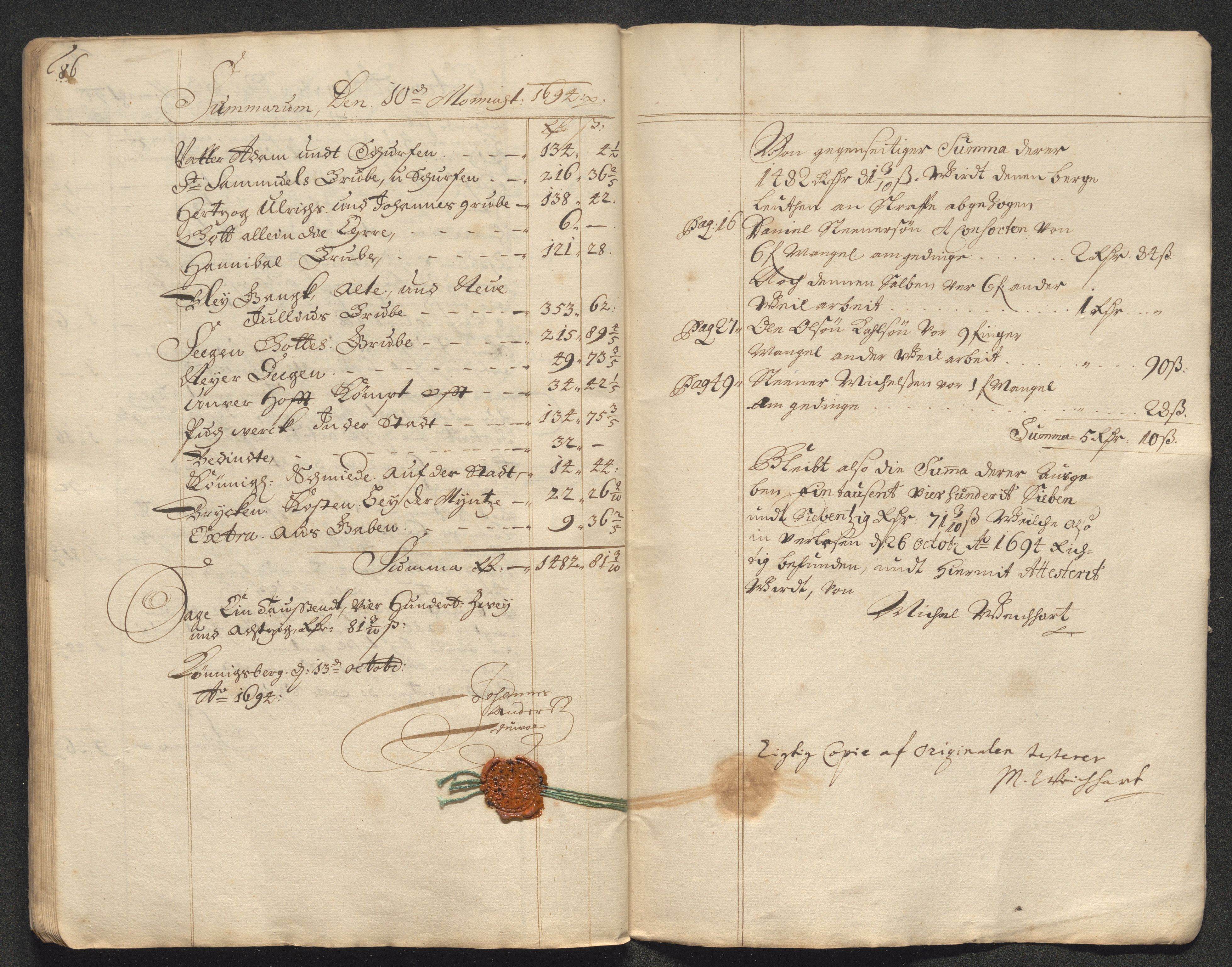 Kongsberg Sølvverk 1623-1816, AV/SAKO-EA-3135/001/D/Dc/Dcd/L0067: Utgiftsregnskap for gruver m.m. , 1694, p. 465