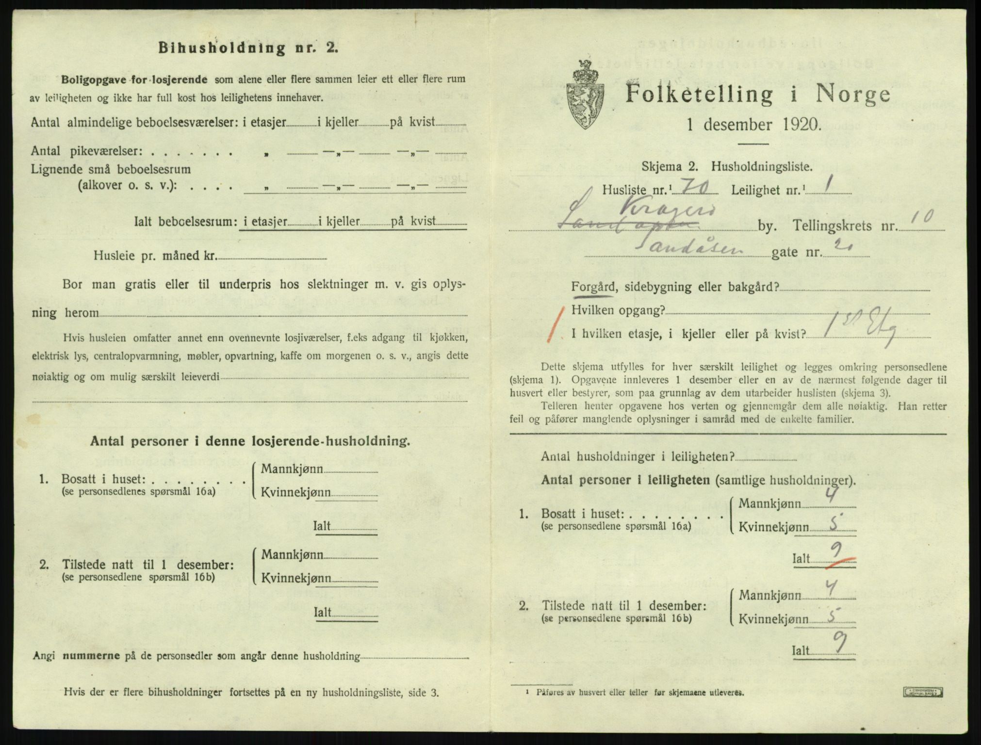 SAKO, 1920 census for Kragerø, 1920, p. 4367