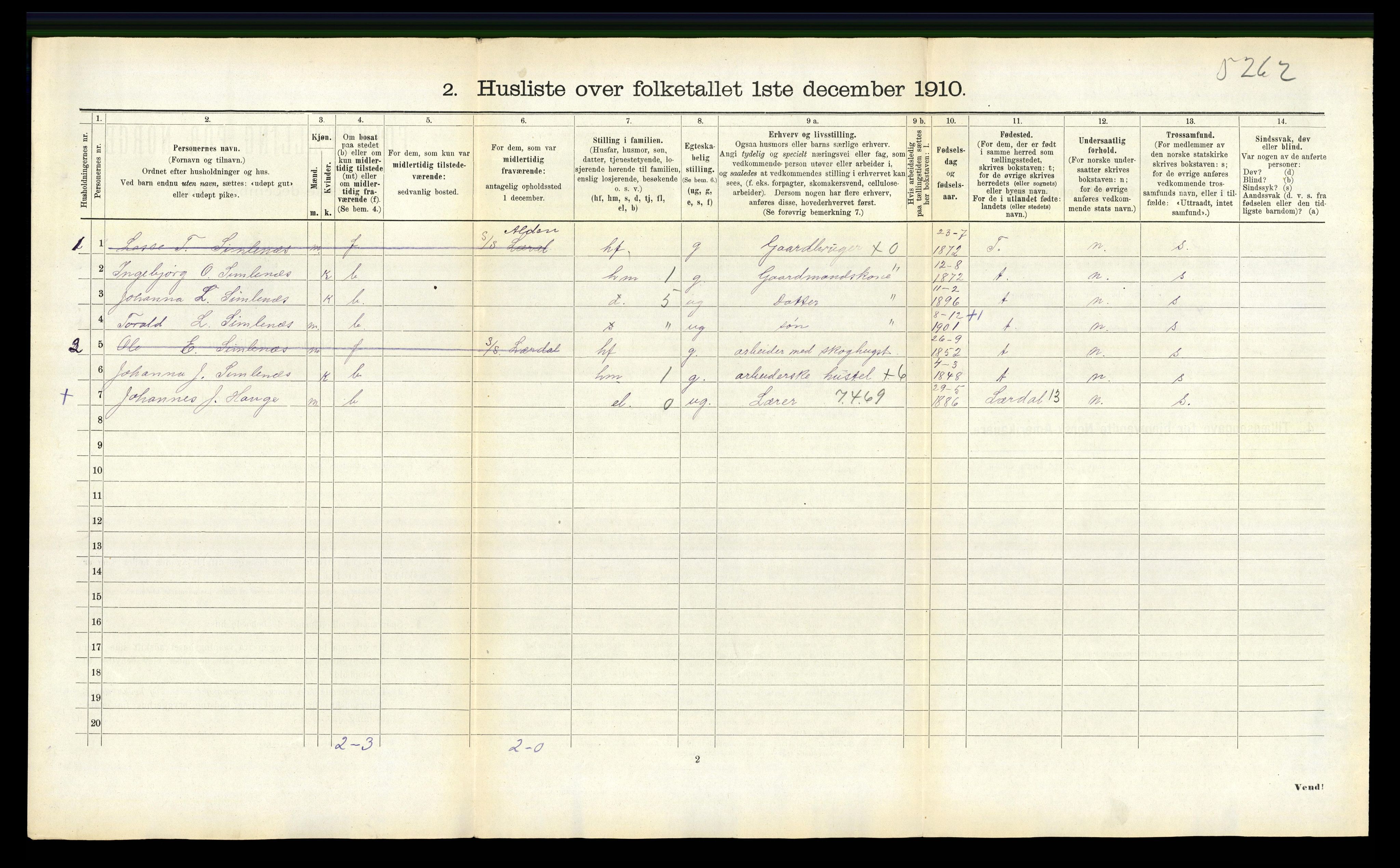 RA, 1910 census for Leikanger, 1910, p. 579