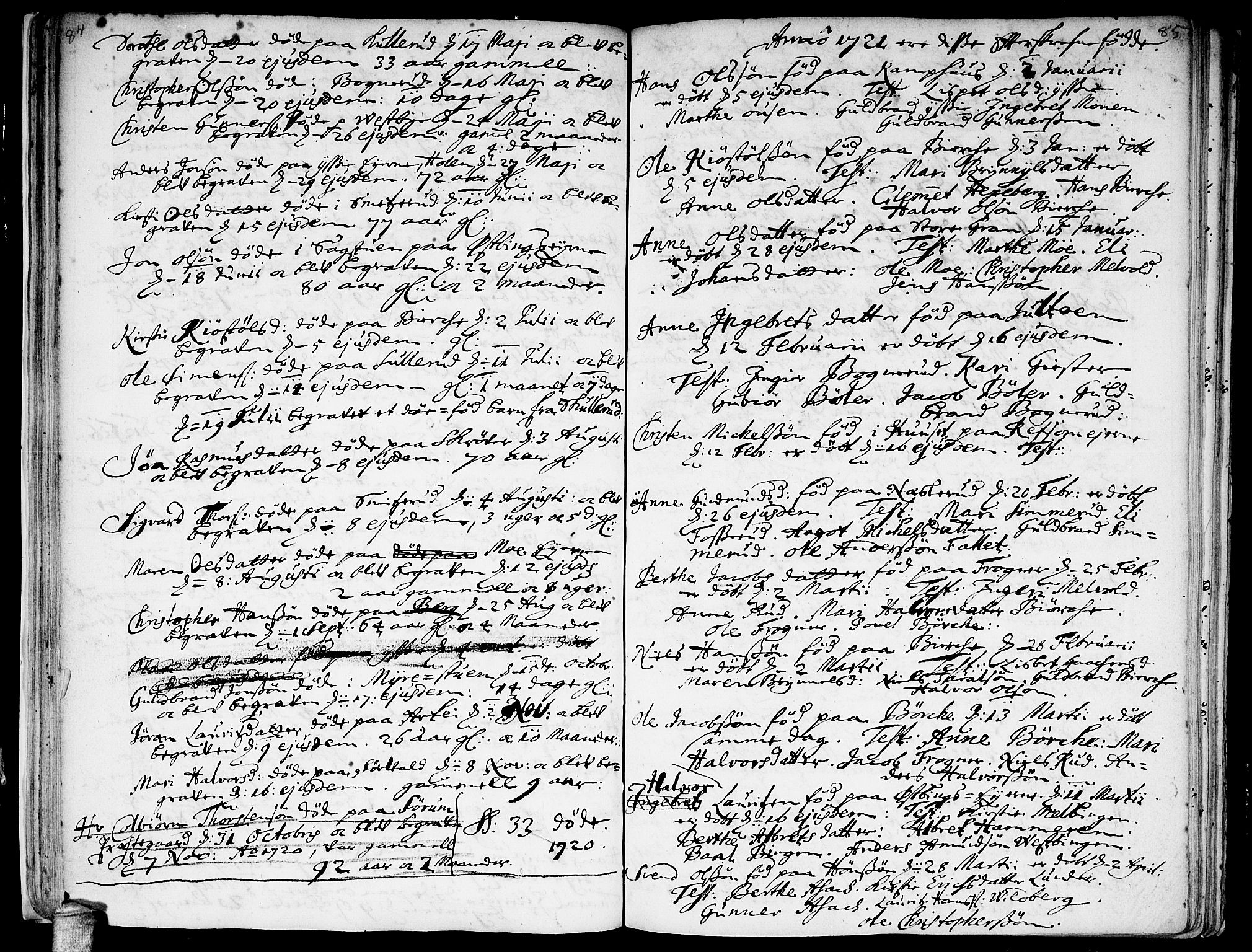 Sørum prestekontor Kirkebøker, SAO/A-10303/F/Fa/L0001: Parish register (official) no. I 1, 1710-1730, p. 84-85