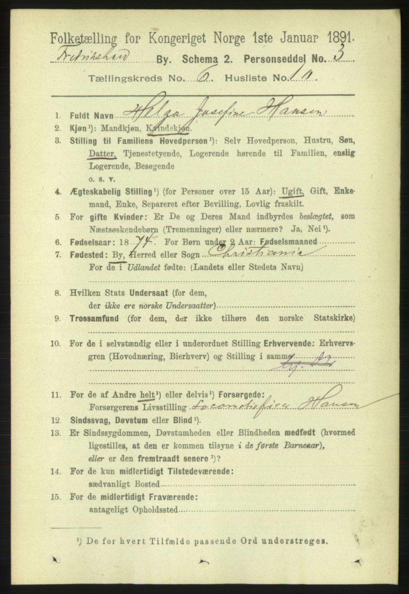 RA, 1891 census for 0101 Fredrikshald, 1891, p. 4638