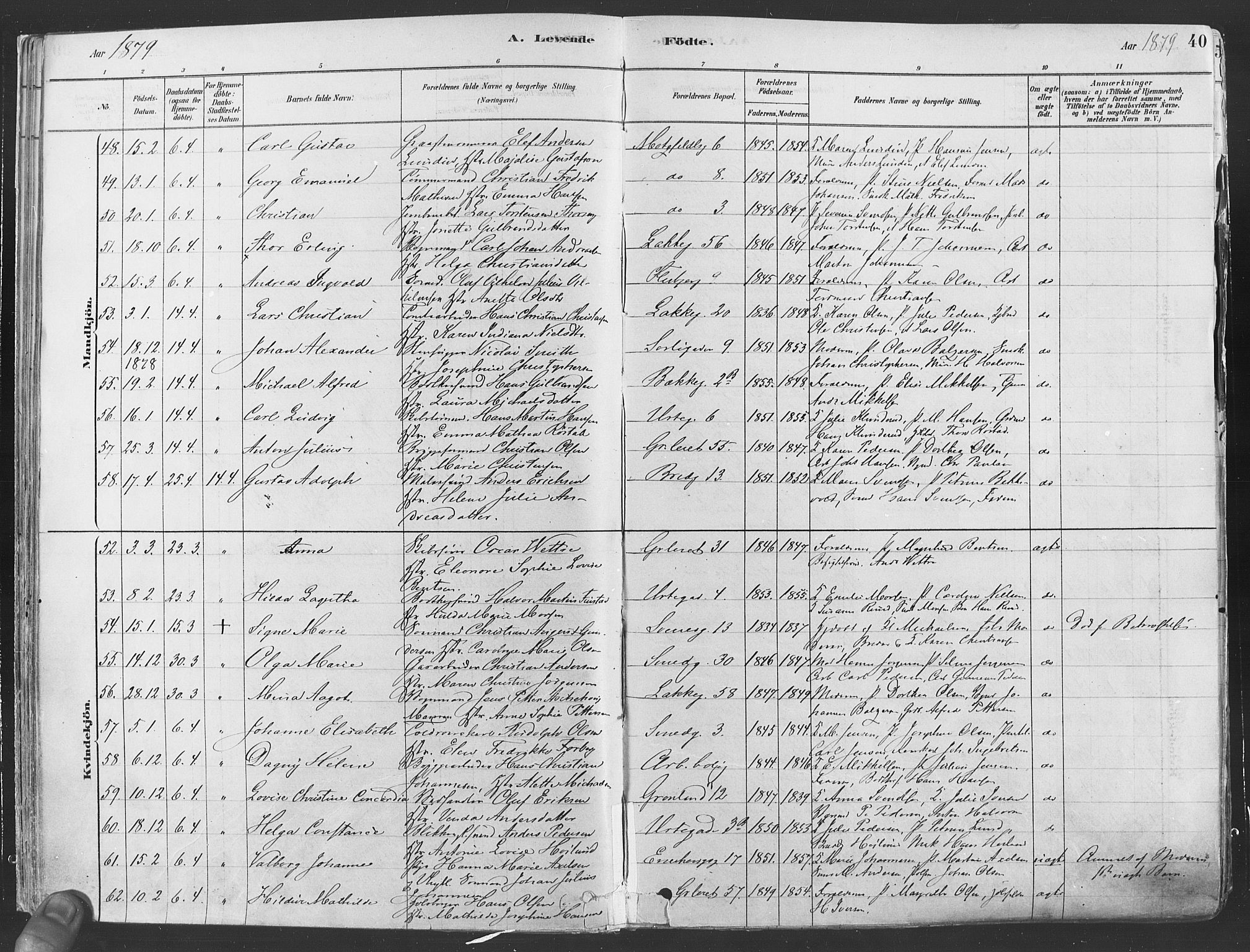 Grønland prestekontor Kirkebøker, SAO/A-10848/F/Fa/L0007: Parish register (official) no. 7, 1878-1888, p. 40