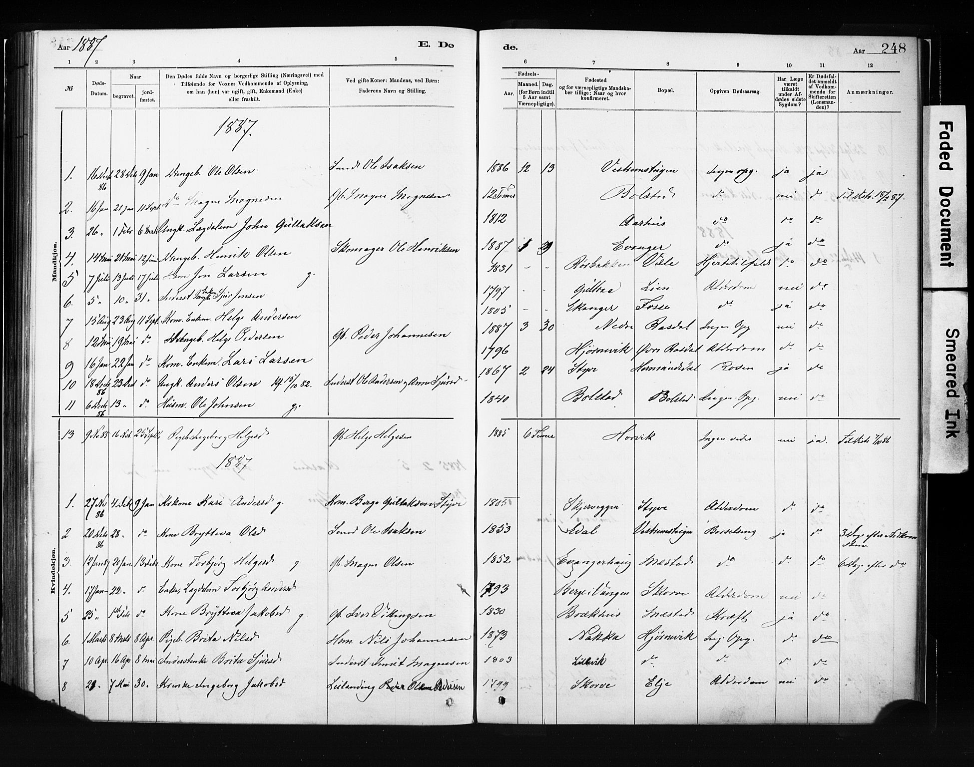 Evanger sokneprestembete, AV/SAB-A-99924: Parish register (official) no. A 1, 1877-1899, p. 248