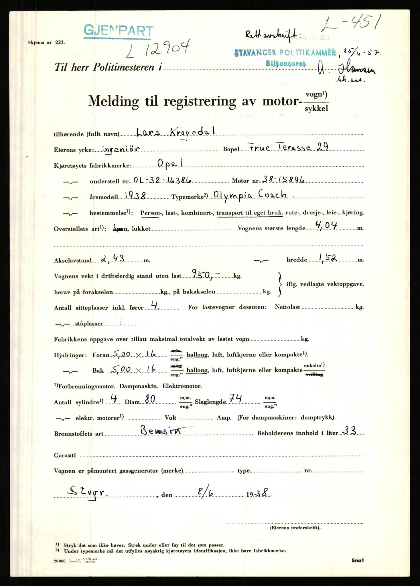 Stavanger trafikkstasjon, AV/SAST-A-101942/0/F/L0002: L-350 - L-699, 1930-1971, p. 589