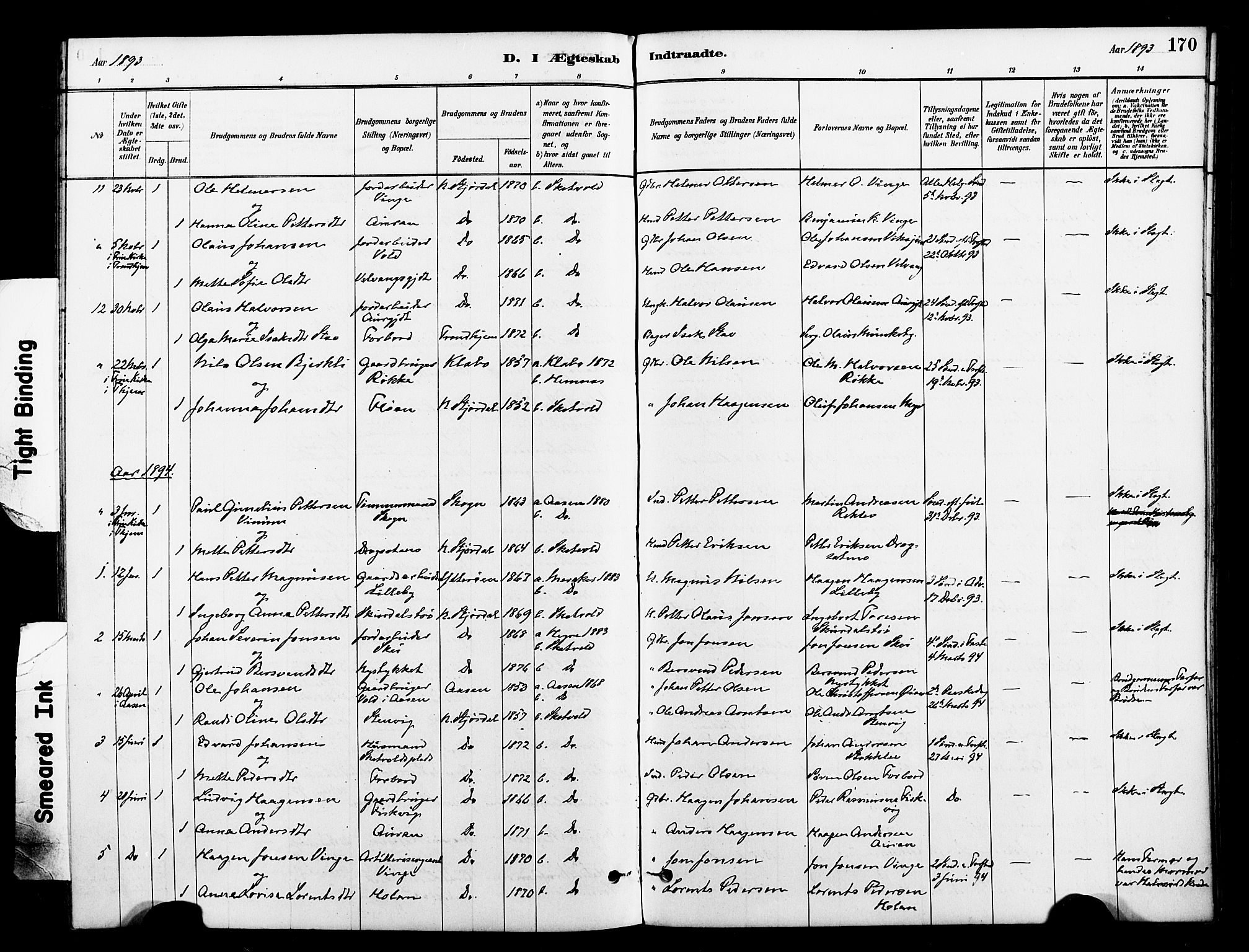 Ministerialprotokoller, klokkerbøker og fødselsregistre - Nord-Trøndelag, SAT/A-1458/712/L0100: Parish register (official) no. 712A01, 1880-1900, p. 170