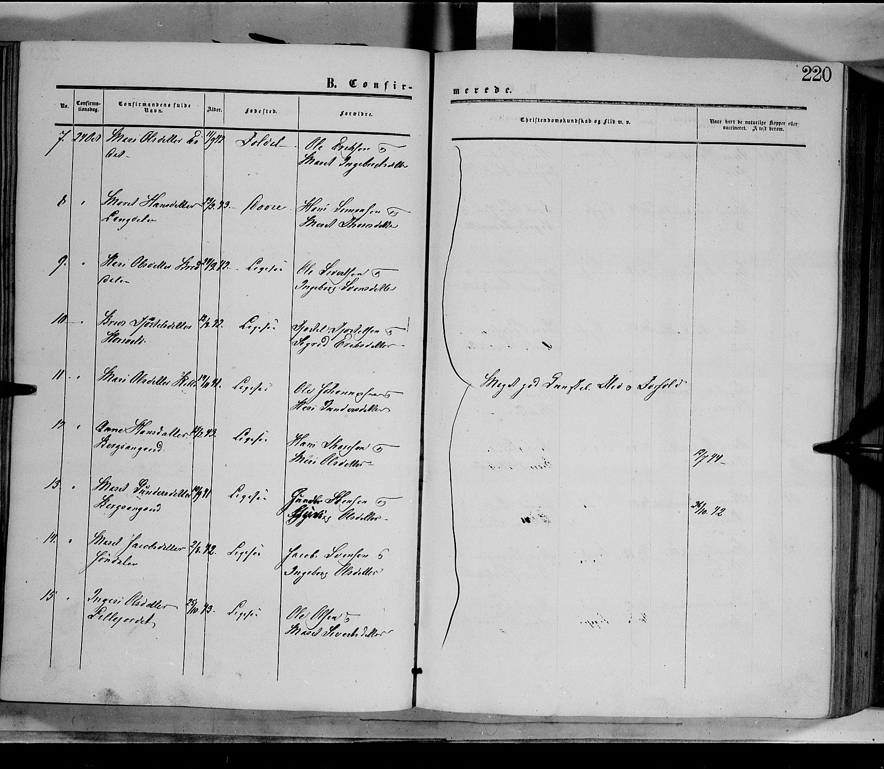 Dovre prestekontor, AV/SAH-PREST-066/H/Ha/Haa/L0001: Parish register (official) no. 1, 1854-1878, p. 220