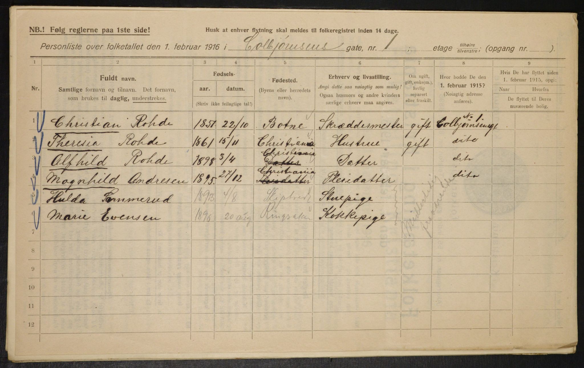 OBA, Municipal Census 1916 for Kristiania, 1916, p. 12943