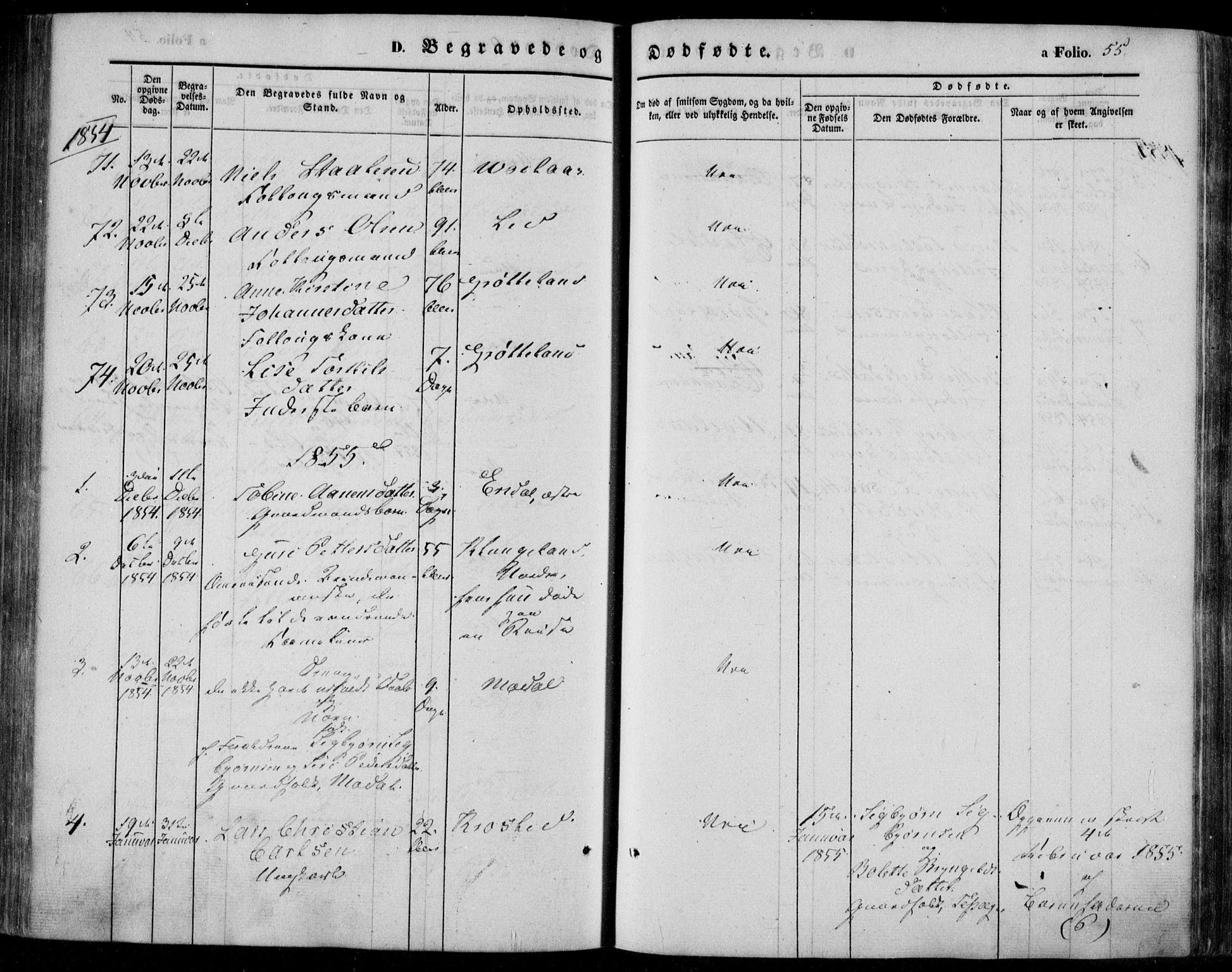 Bakke sokneprestkontor, AV/SAK-1111-0002/F/Fa/Faa/L0005: Parish register (official) no. A 5, 1847-1855, p. 55