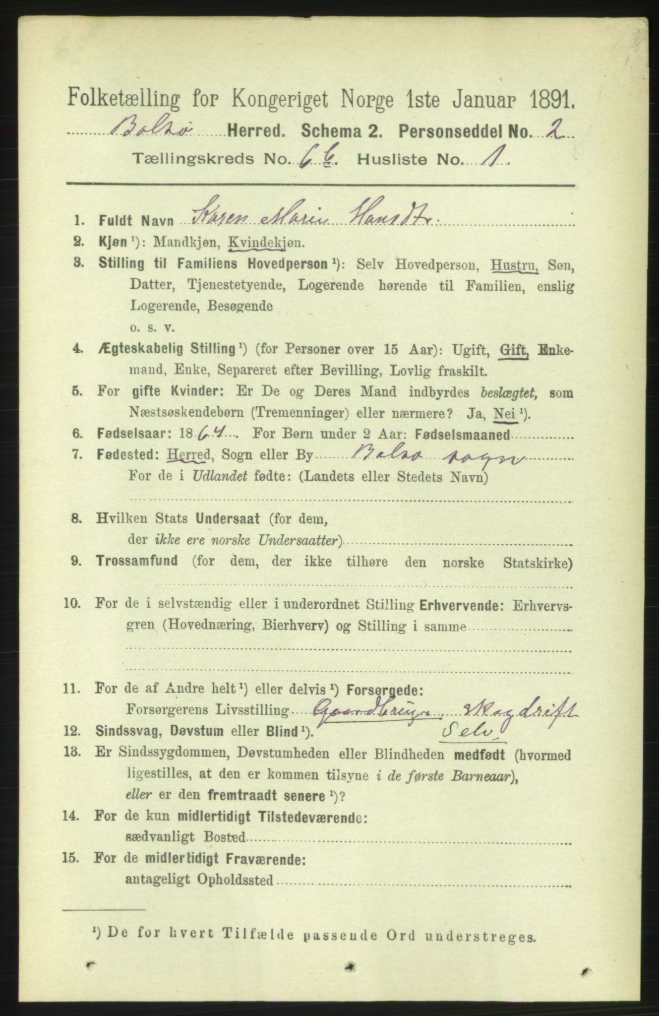 RA, 1891 census for 1544 Bolsøy, 1891, p. 3967