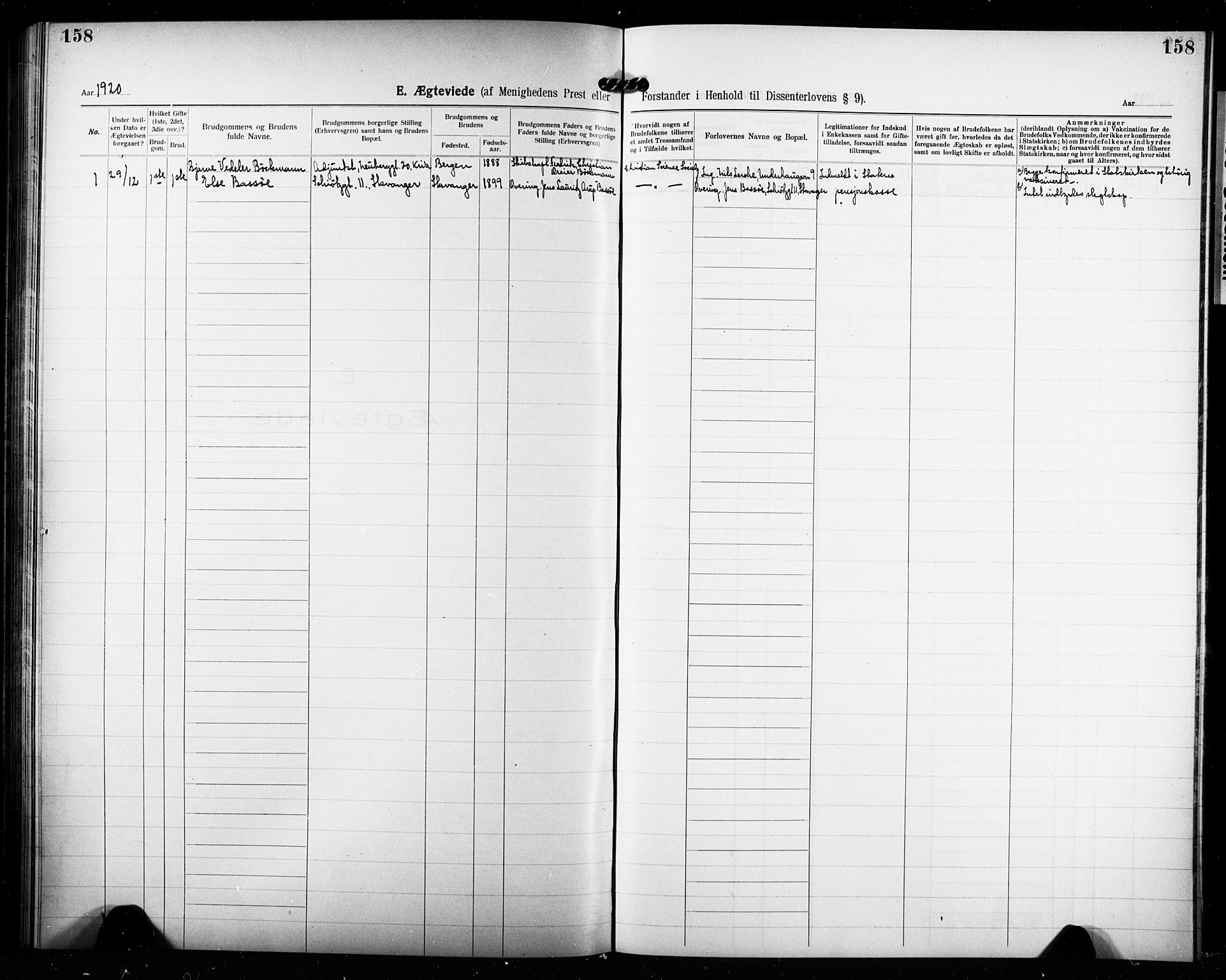 Christian Science Society Oslo , AV/SAO-PAO-0234/A/L0001: Dissenter register no. 1, 1908-1923, p. 158