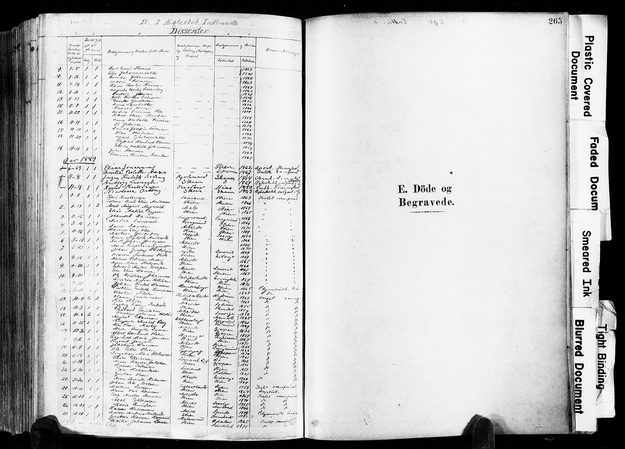 Skien kirkebøker, AV/SAKO-A-302/F/Fa/L0009: Parish register (official) no. 9, 1878-1890, p. 265