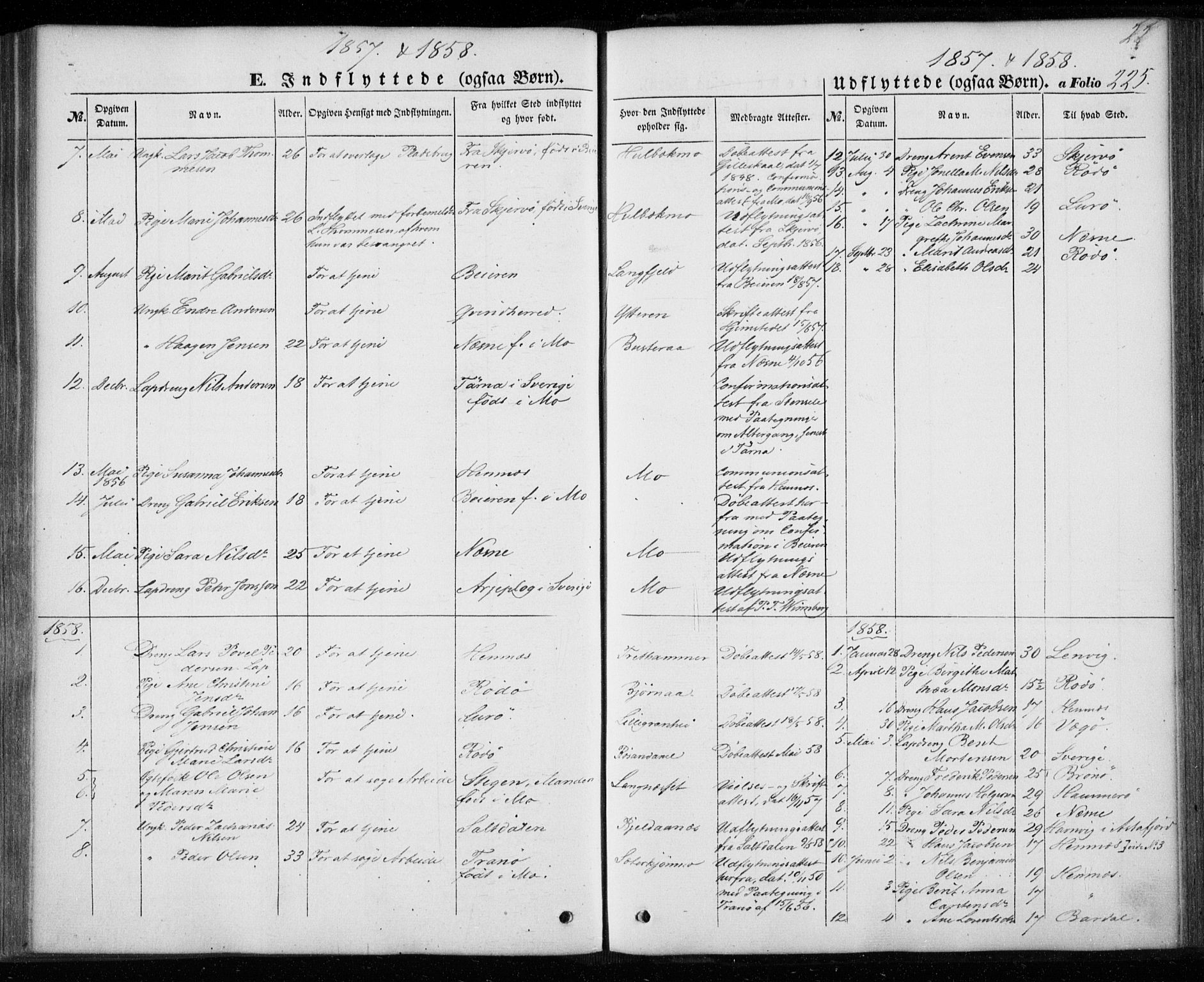 Ministerialprotokoller, klokkerbøker og fødselsregistre - Nordland, AV/SAT-A-1459/827/L0392: Parish register (official) no. 827A04, 1853-1866, p. 225