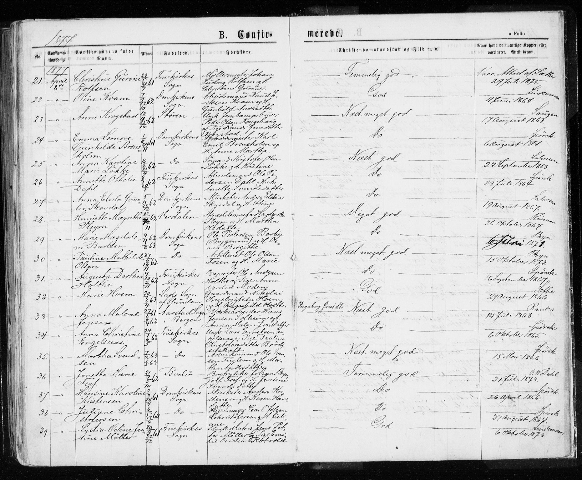 Ministerialprotokoller, klokkerbøker og fødselsregistre - Sør-Trøndelag, AV/SAT-A-1456/601/L0054: Parish register (official) no. 601A22, 1866-1877