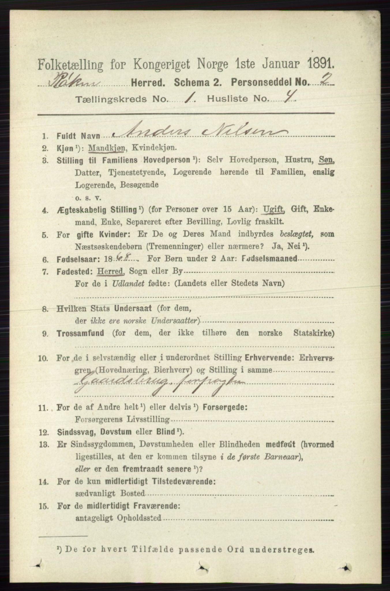 RA, 1891 census for 0627 Røyken, 1891, p. 107