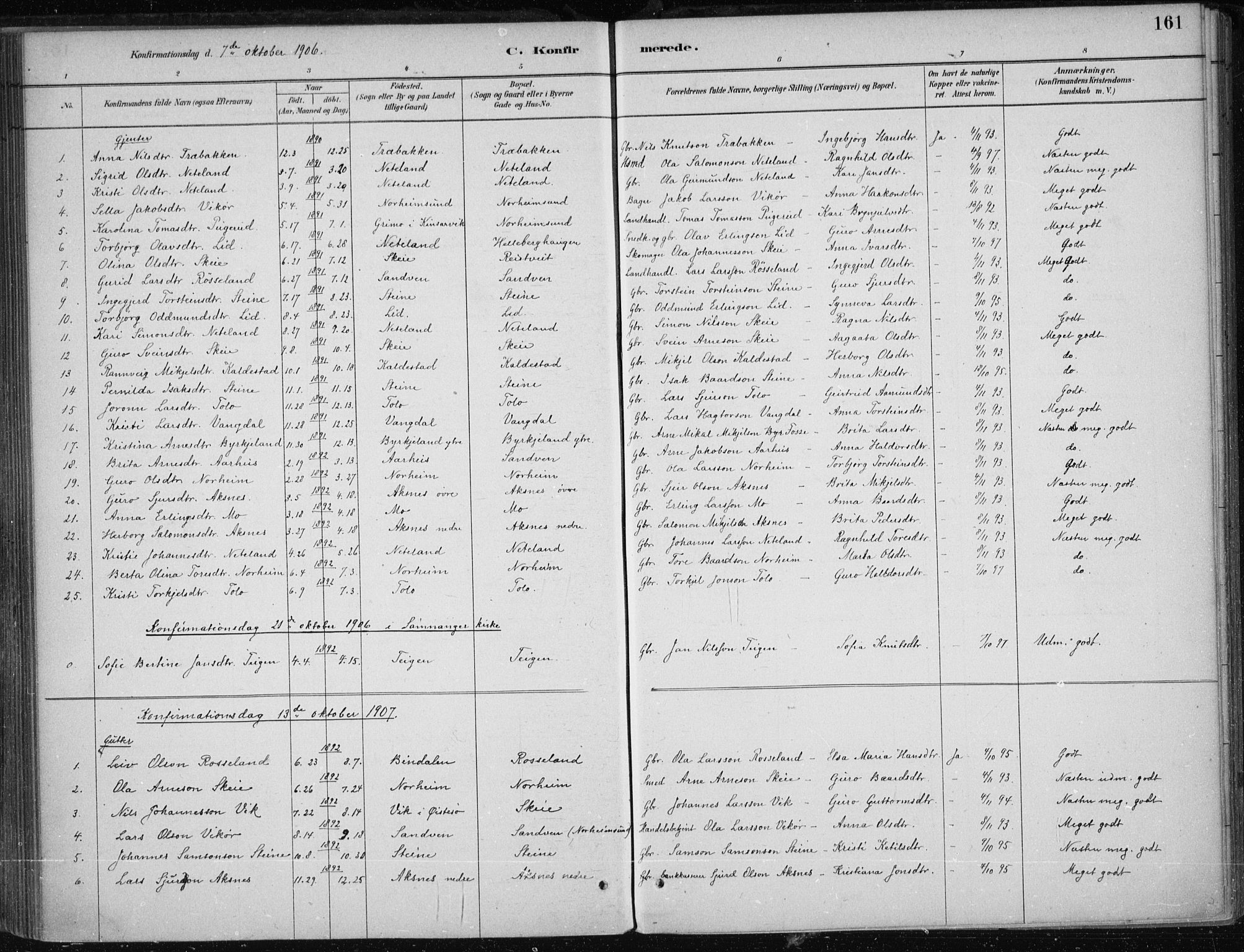 Kvam sokneprestembete, SAB/A-76201/H/Haa: Parish register (official) no. B  1, 1880-1908, p. 161