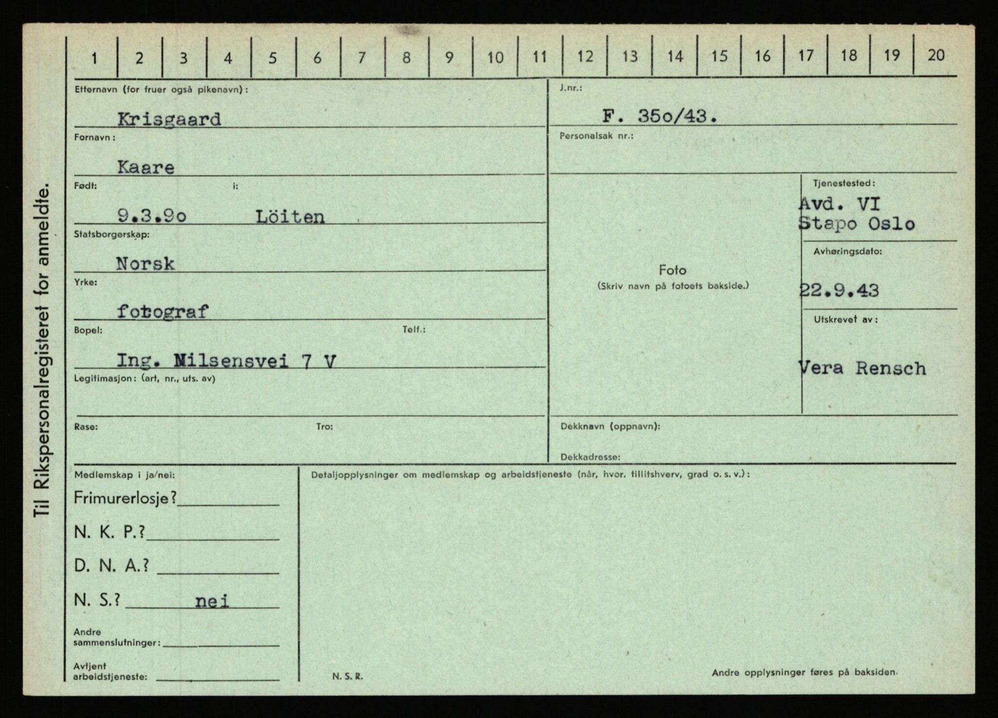 Statspolitiet - Hovedkontoret / Osloavdelingen, AV/RA-S-1329/C/Ca/L0009: Knutsen - Limstrand, 1943-1945, p. 944