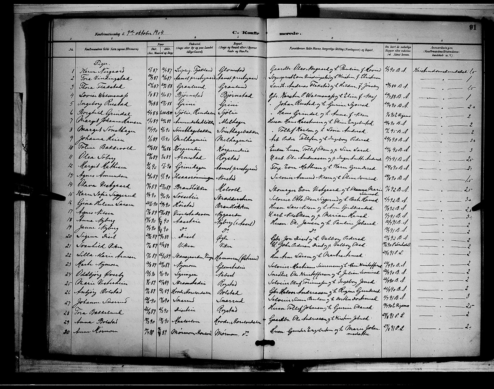 Åmot prestekontor, Hedmark, AV/SAH-PREST-056/H/Ha/Hab/L0002: Parish register (copy) no. 2, 1896-1906, p. 91