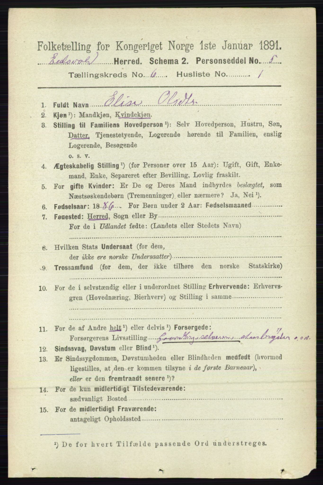 RA, 1891 census for 0237 Eidsvoll, 1891, p. 3787