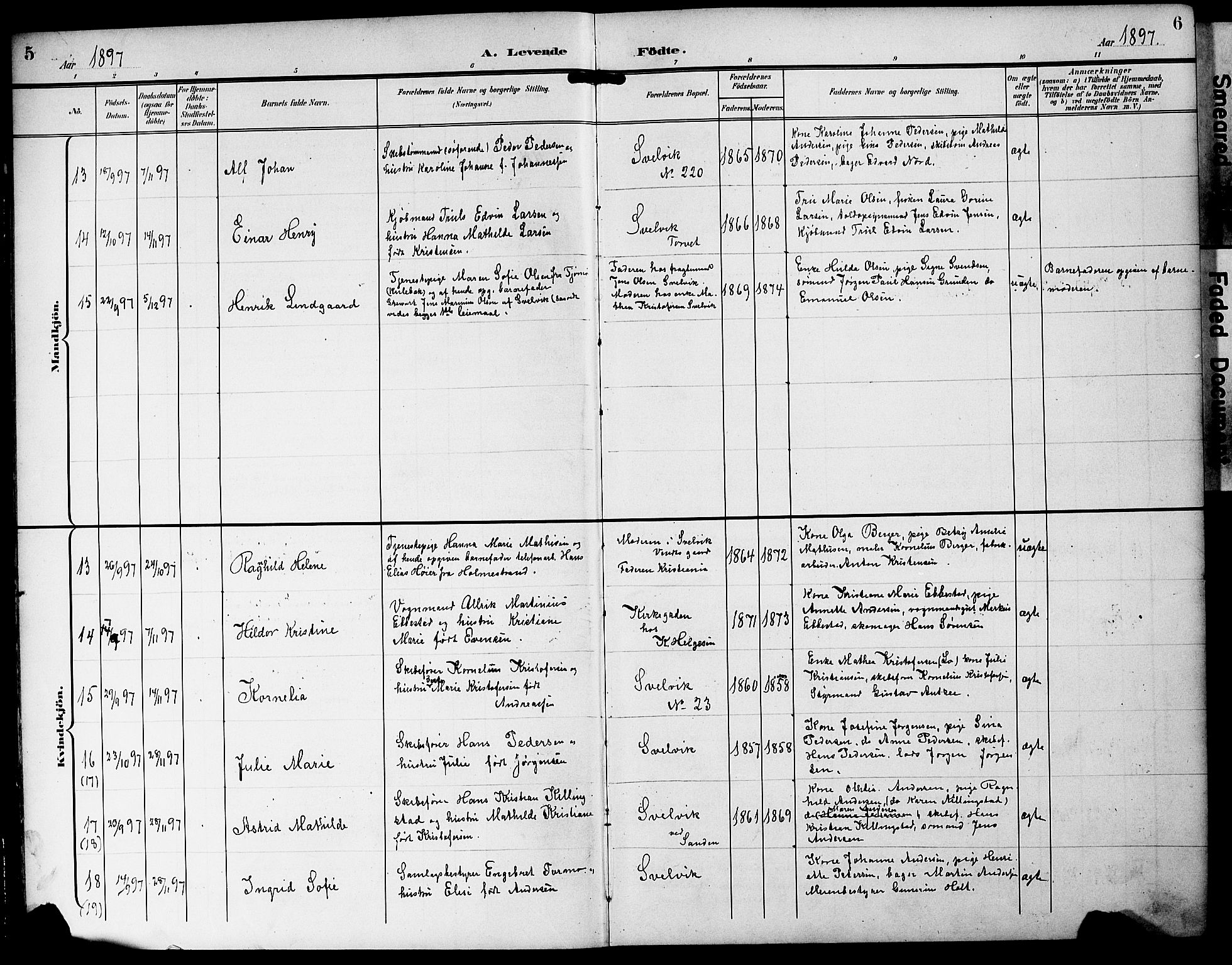 Strømm kirkebøker, AV/SAKO-A-322/G/Gb/L0002: Parish register (copy) no. II 2, 1897-1928, p. 5-6