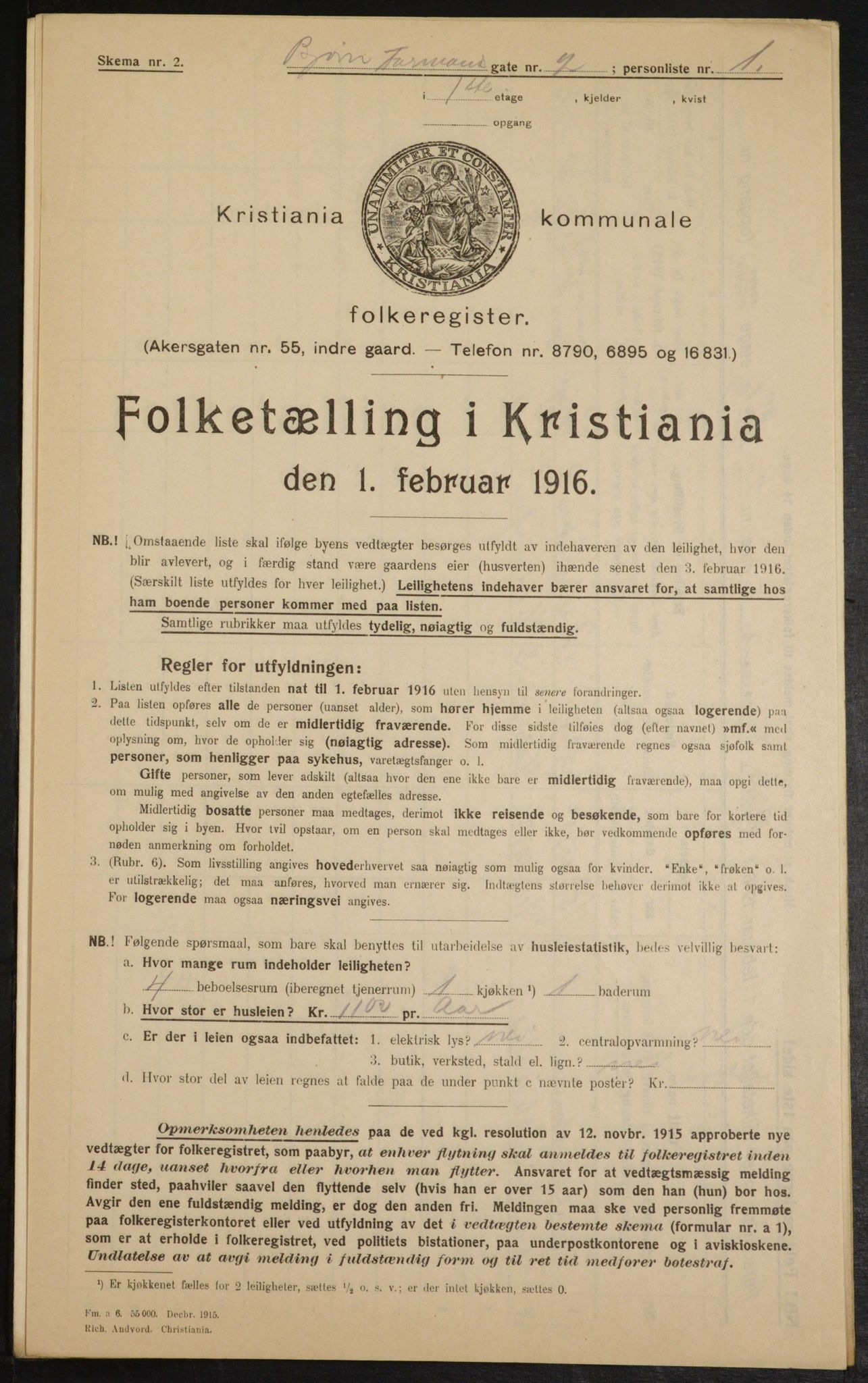 OBA, Municipal Census 1916 for Kristiania, 1916, p. 6666