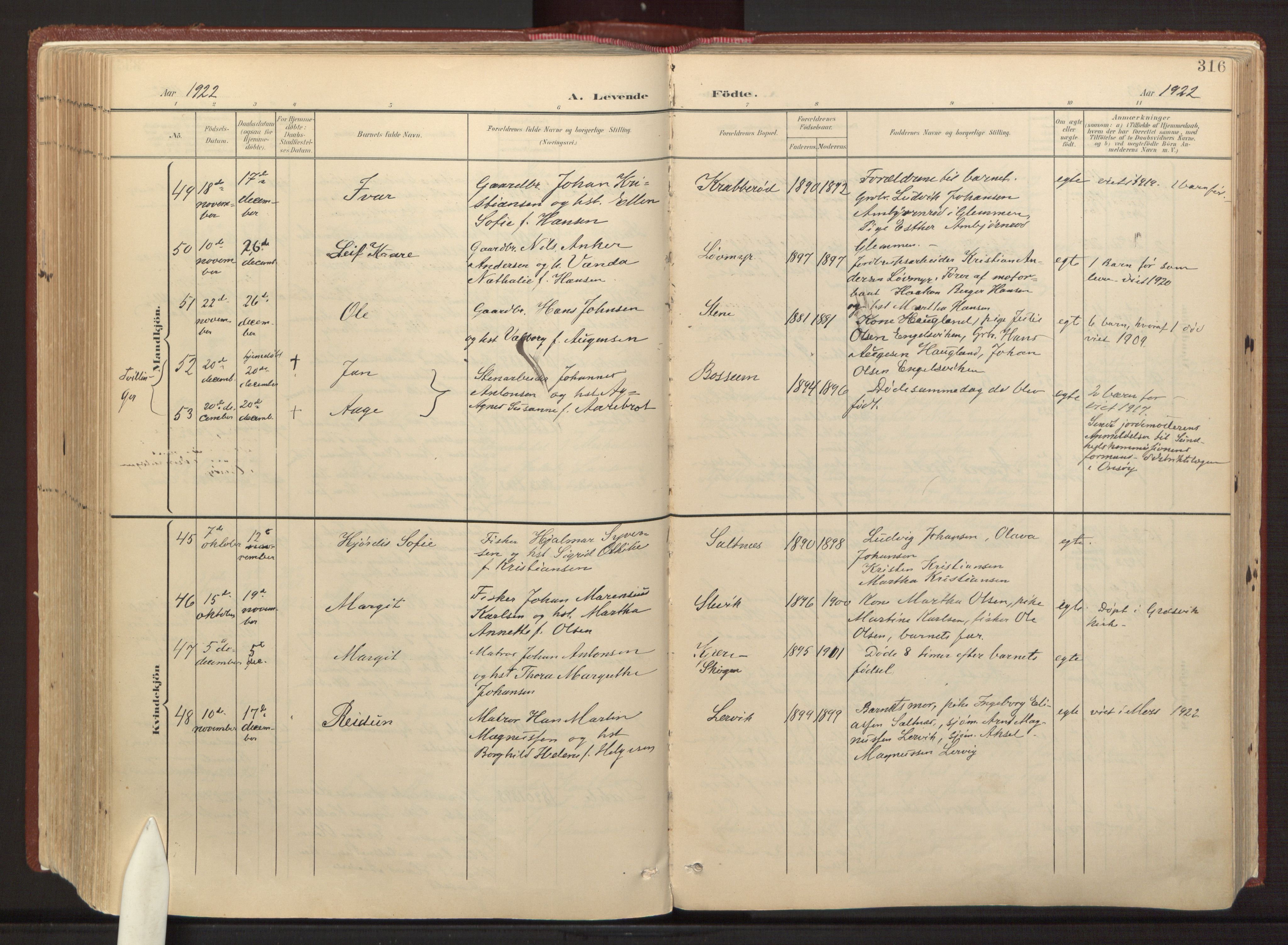 Onsøy prestekontor Kirkebøker, AV/SAO-A-10914/F/Fa/L0008: Parish register (official) no. I 8, 1899-1923, p. 316