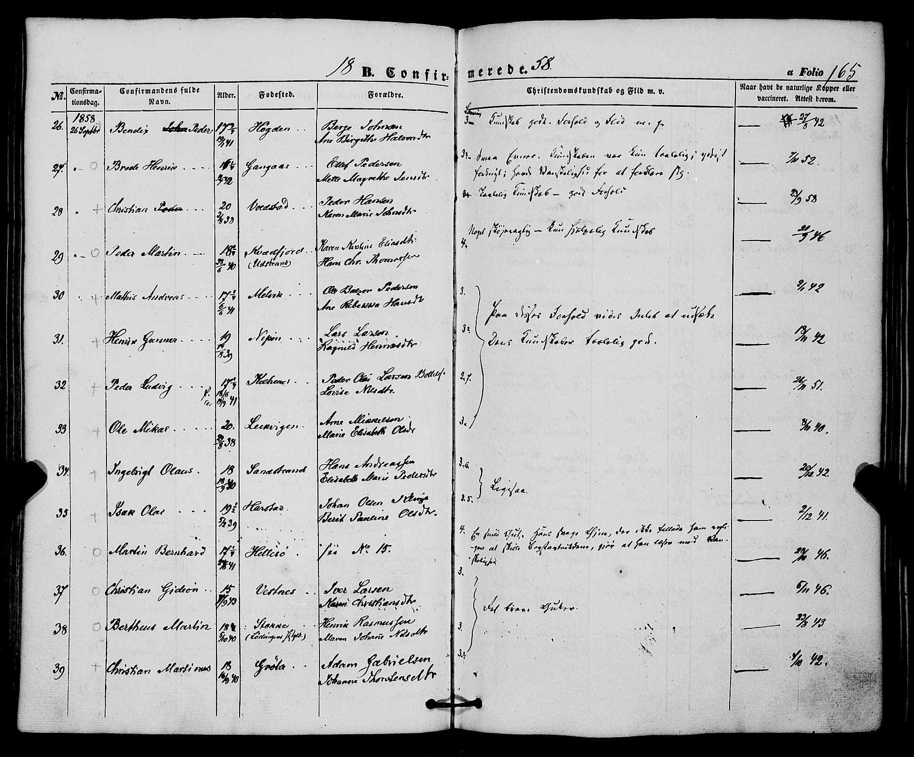 Trondenes sokneprestkontor, AV/SATØ-S-1319/H/Ha/L0011kirke: Parish register (official) no. 11, 1853-1862, p. 165