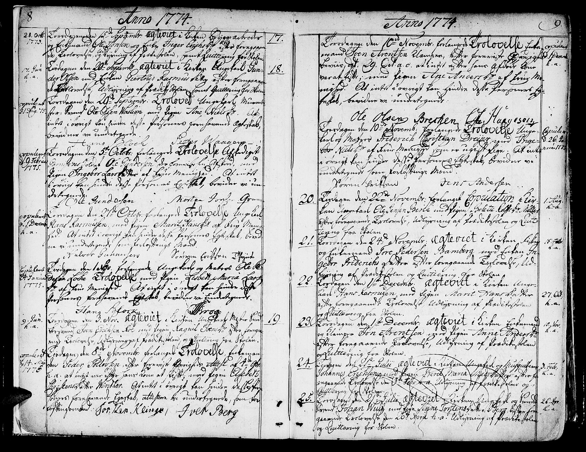 Ministerialprotokoller, klokkerbøker og fødselsregistre - Sør-Trøndelag, SAT/A-1456/602/L0105: Parish register (official) no. 602A03, 1774-1814, p. 8-9