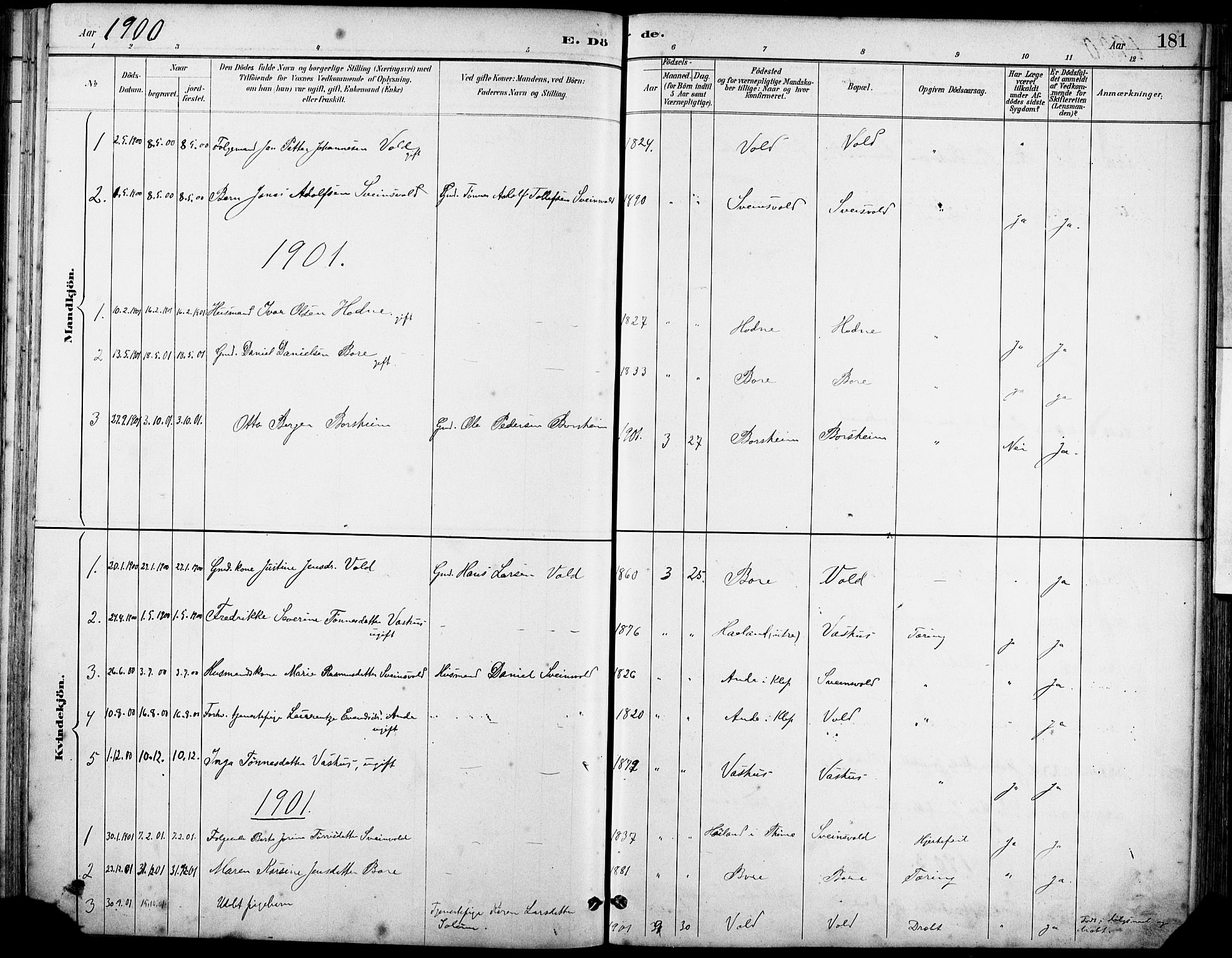 Klepp sokneprestkontor, SAST/A-101803/001/3/30BA/L0008: Parish register (official) no. A 9, 1886-1919, p. 181