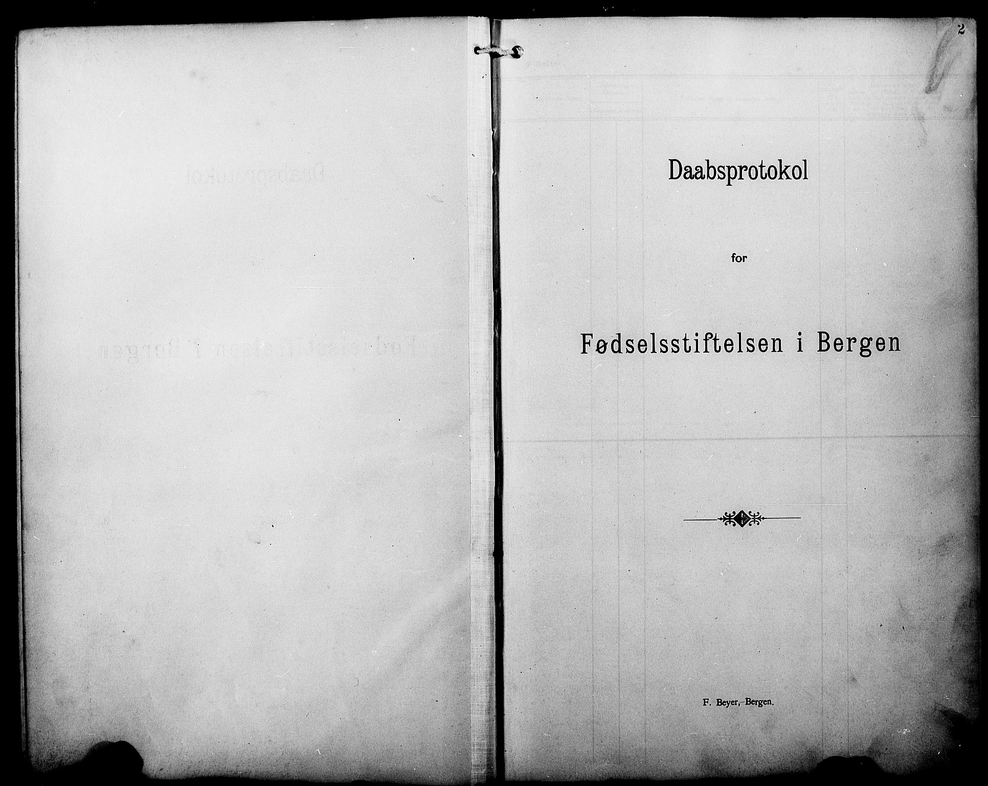 Fødselsstiftelsens sokneprestembete*, SAB/-: Parish register (copy) no. A 1, 1900-1909, p. 2