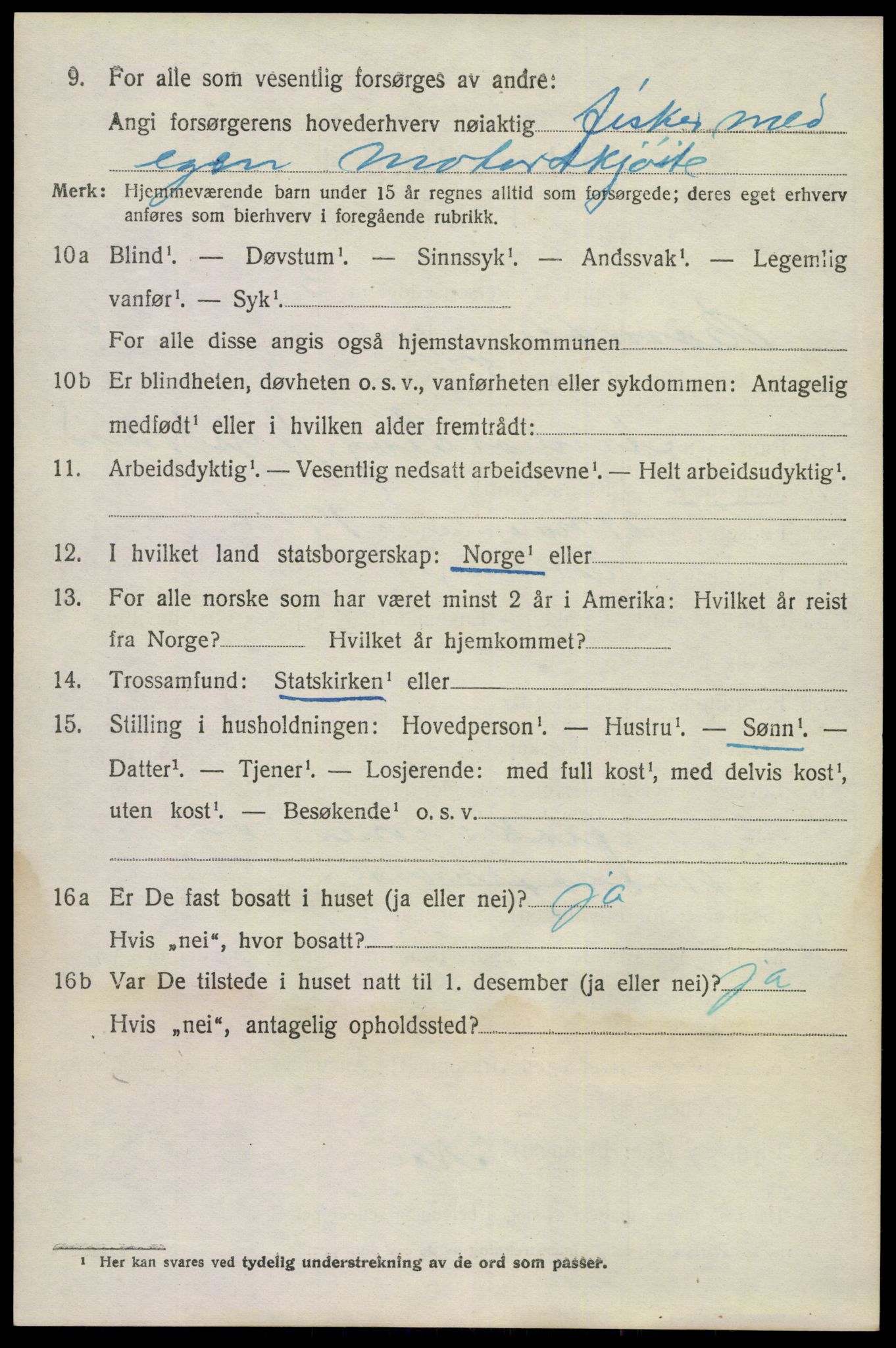 SAKO, 1920 census for Bamble, 1920, p. 5928