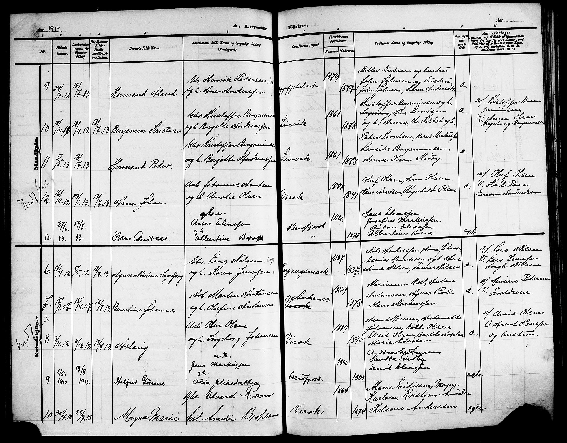 Ministerialprotokoller, klokkerbøker og fødselsregistre - Nordland, SAT/A-1459/866/L0954: Parish register (copy) no. 866C03, 1905-1923