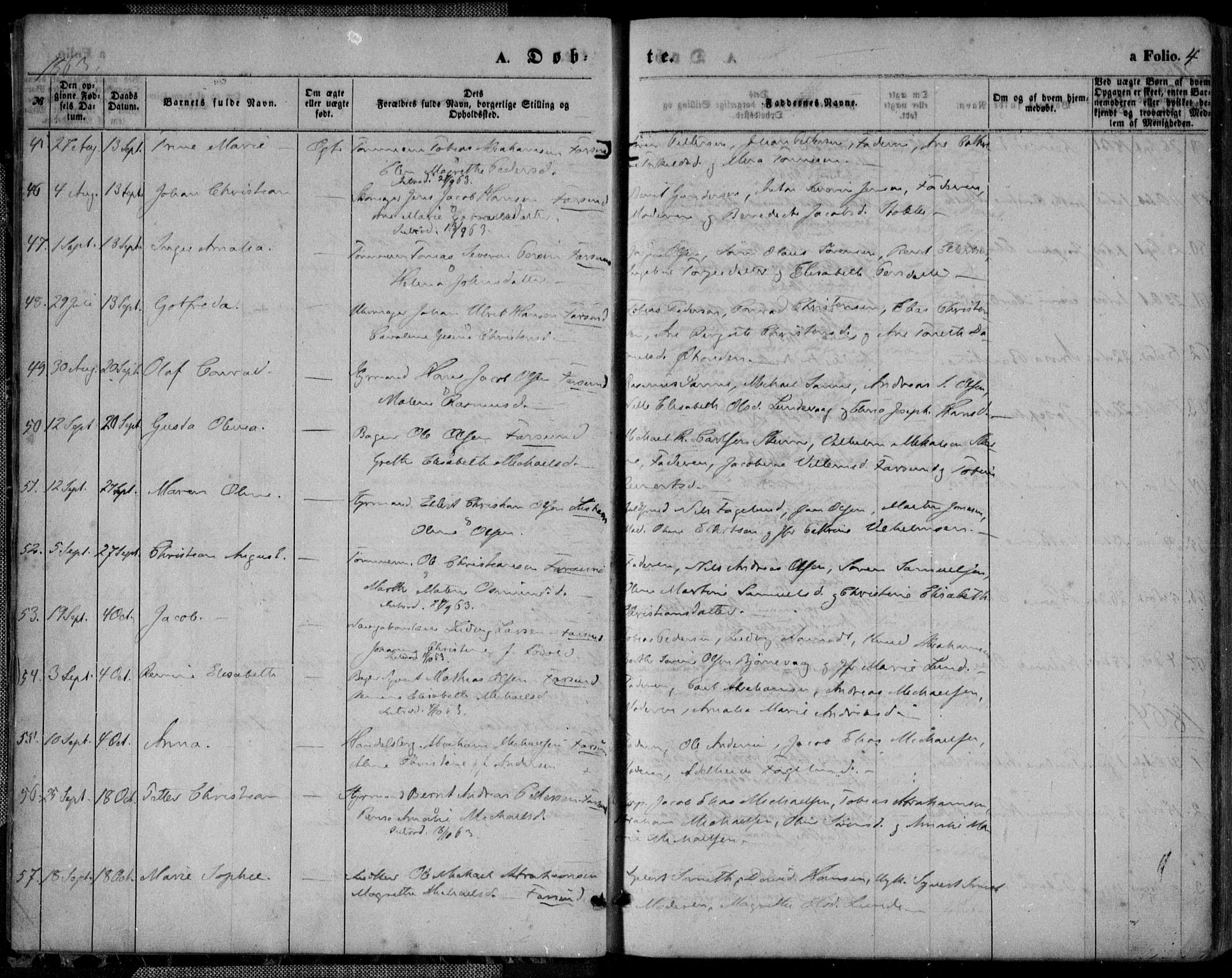 Farsund sokneprestkontor, AV/SAK-1111-0009/F/Fa/L0005: Parish register (official) no. A 5, 1863-1886, p. 4