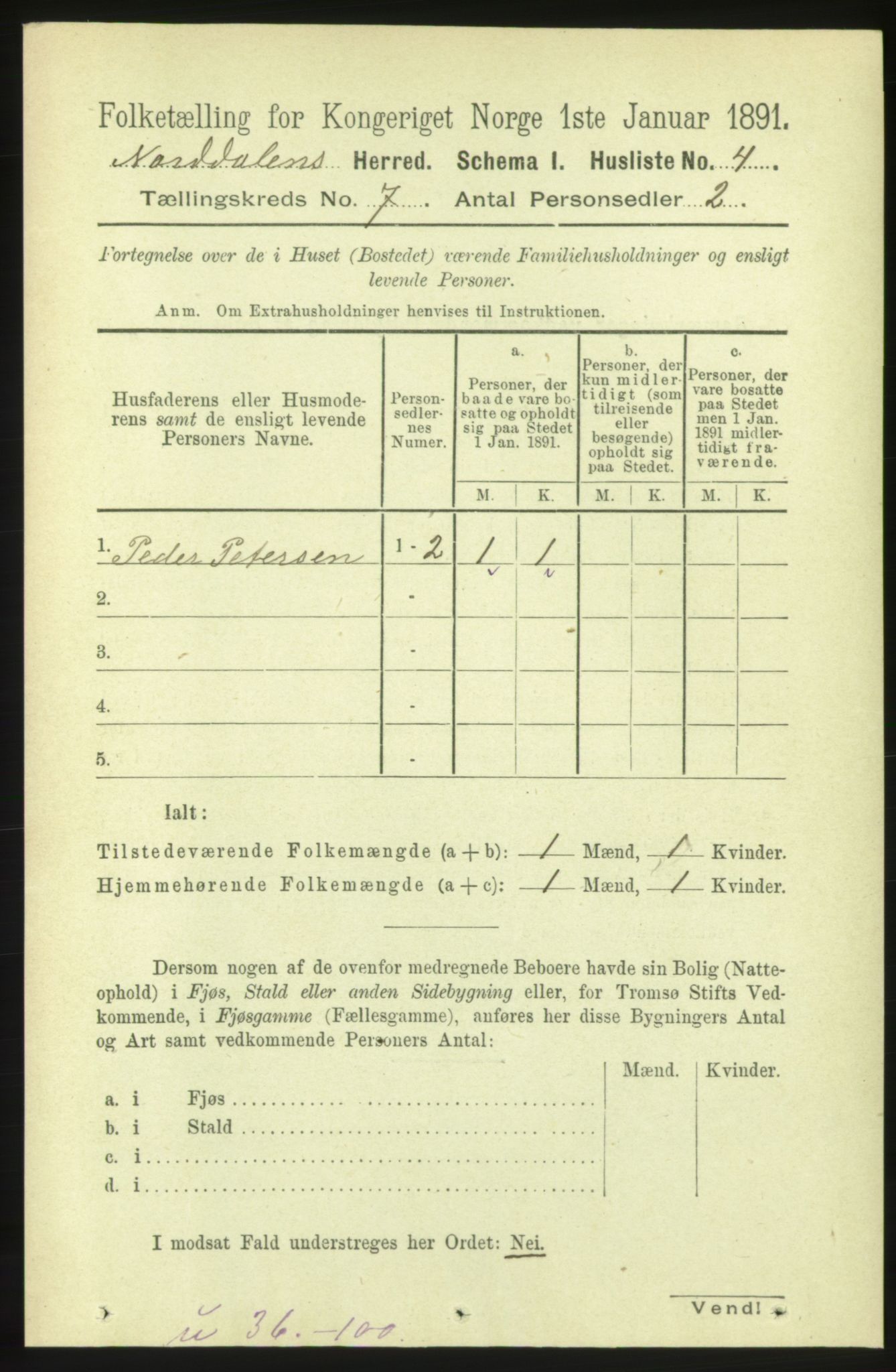 RA, 1891 census for 1524 Norddal, 1891, p. 1278