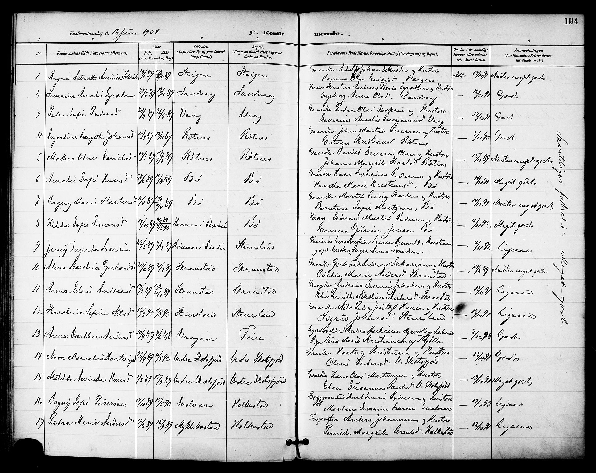 Ministerialprotokoller, klokkerbøker og fødselsregistre - Nordland, AV/SAT-A-1459/855/L0803: Parish register (official) no. 855A11, 1887-1905, p. 194