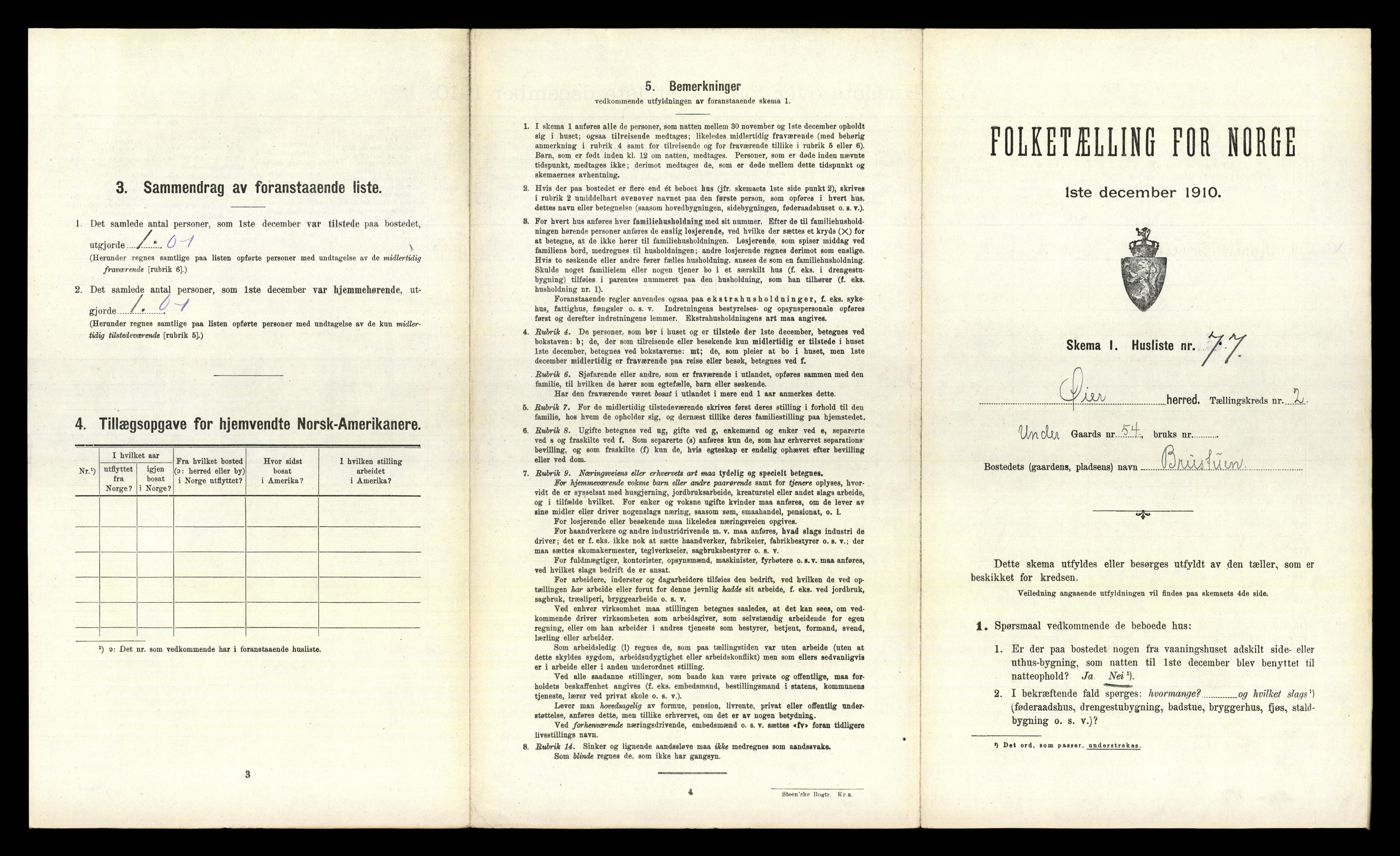 RA, 1910 census for Øyer, 1910, p. 329