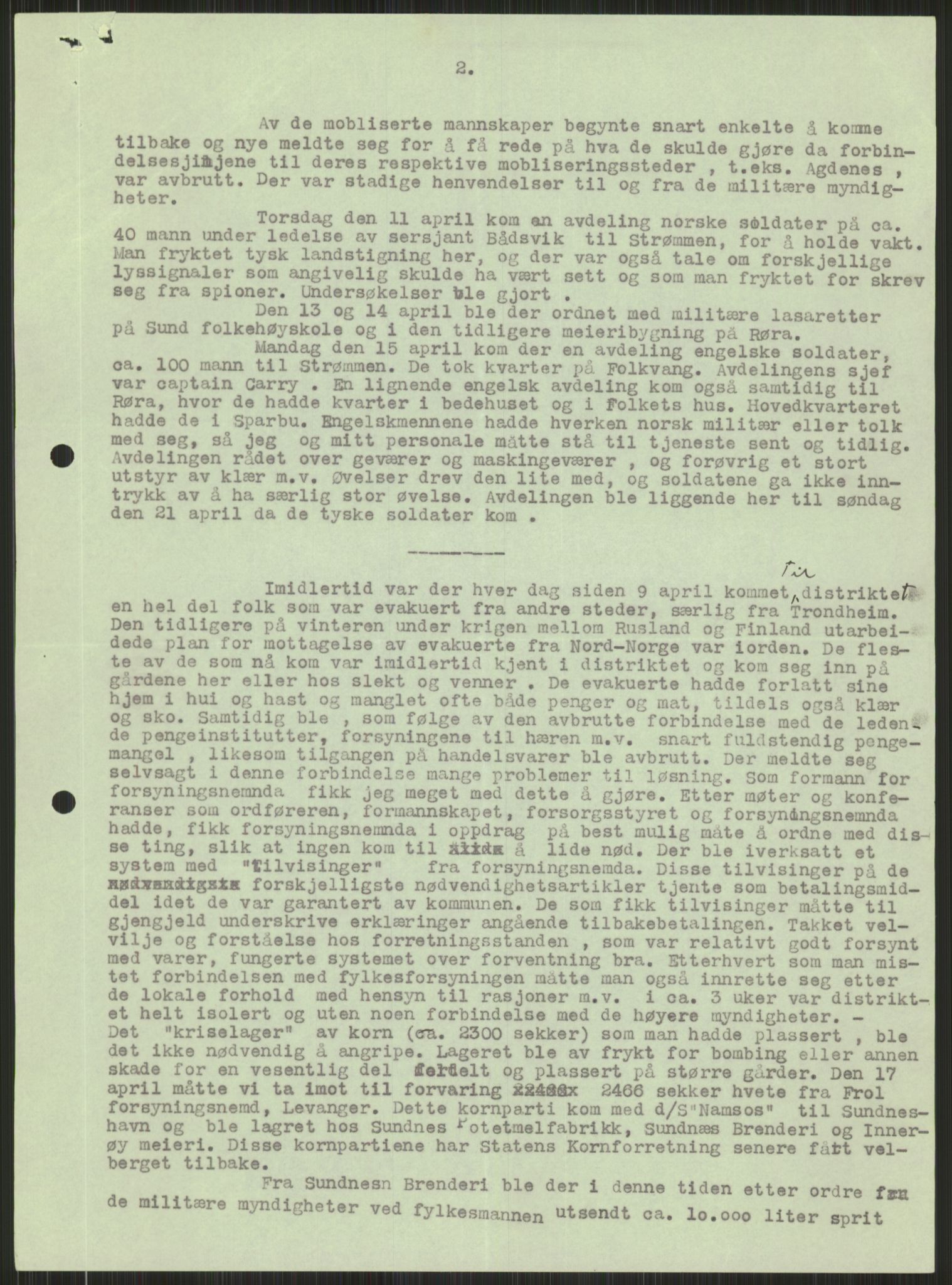 Forsvaret, Forsvarets krigshistoriske avdeling, RA/RAFA-2017/Y/Ya/L0016: II-C-11-31 - Fylkesmenn.  Rapporter om krigsbegivenhetene 1940., 1940, p. 480