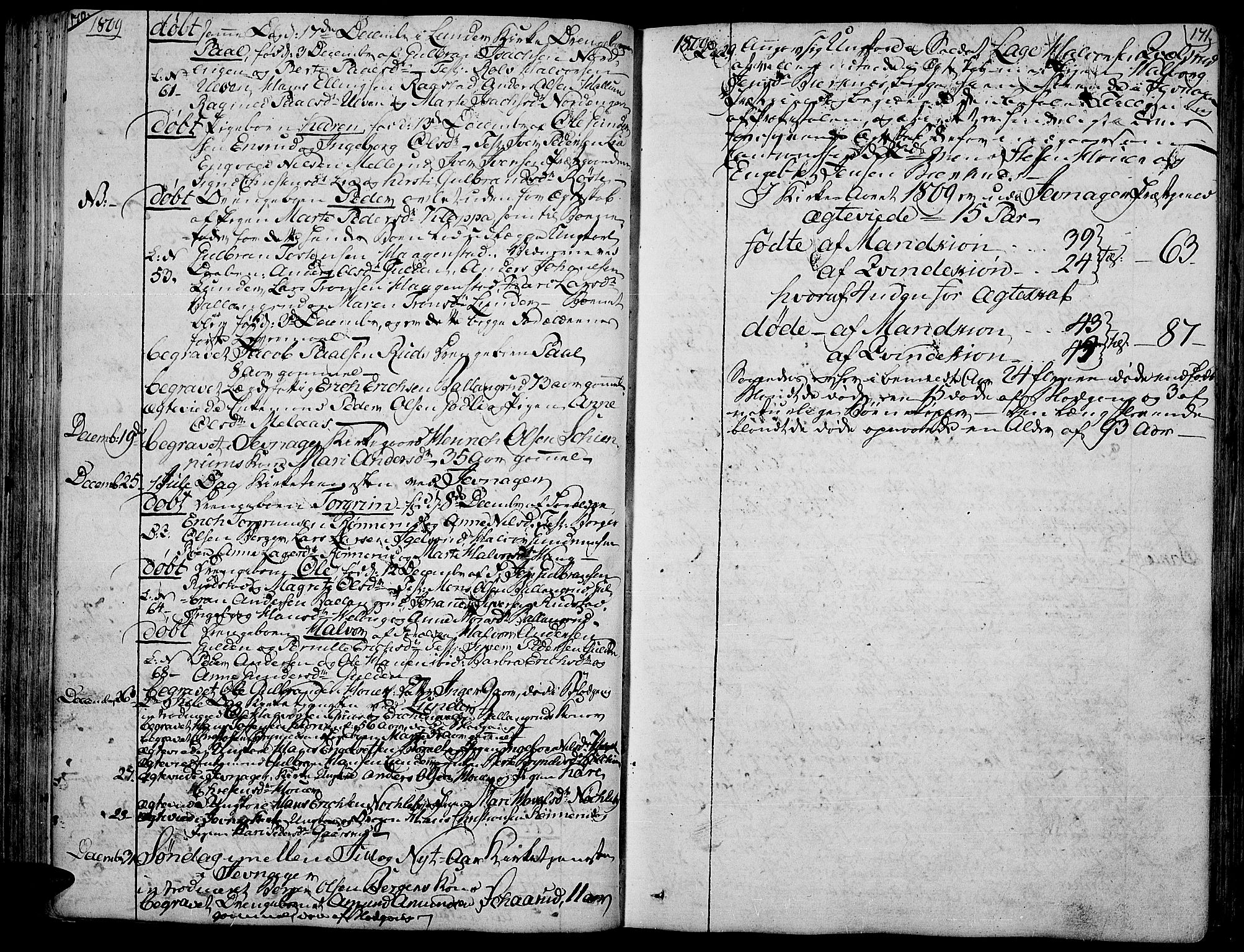 Jevnaker prestekontor, SAH/PREST-116/H/Ha/Haa/L0004: Parish register (official) no. 4, 1800-1861, p. 170-171